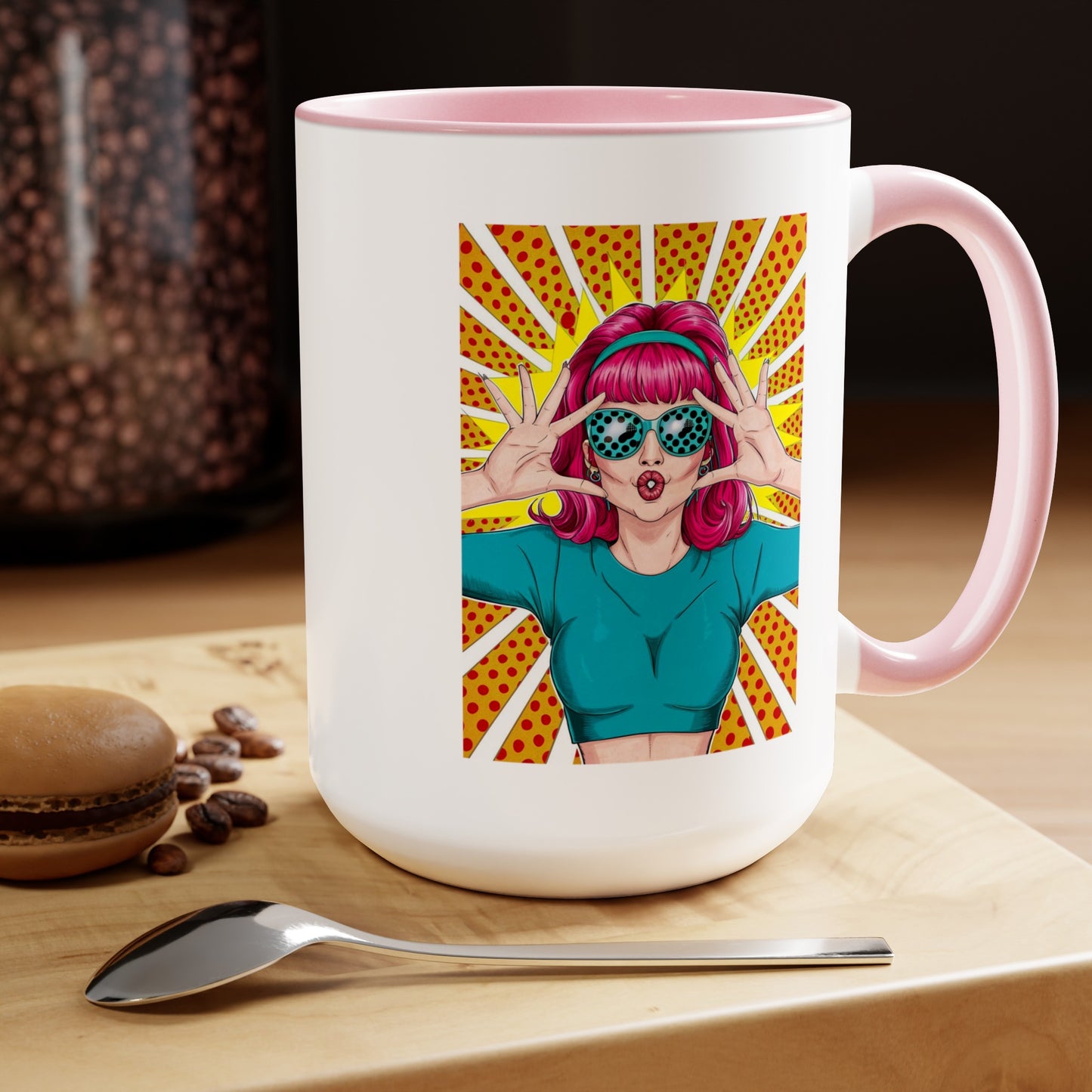 Sexy Retro PopArt Girl with Vibrant Colors 15oz Coffee Mug