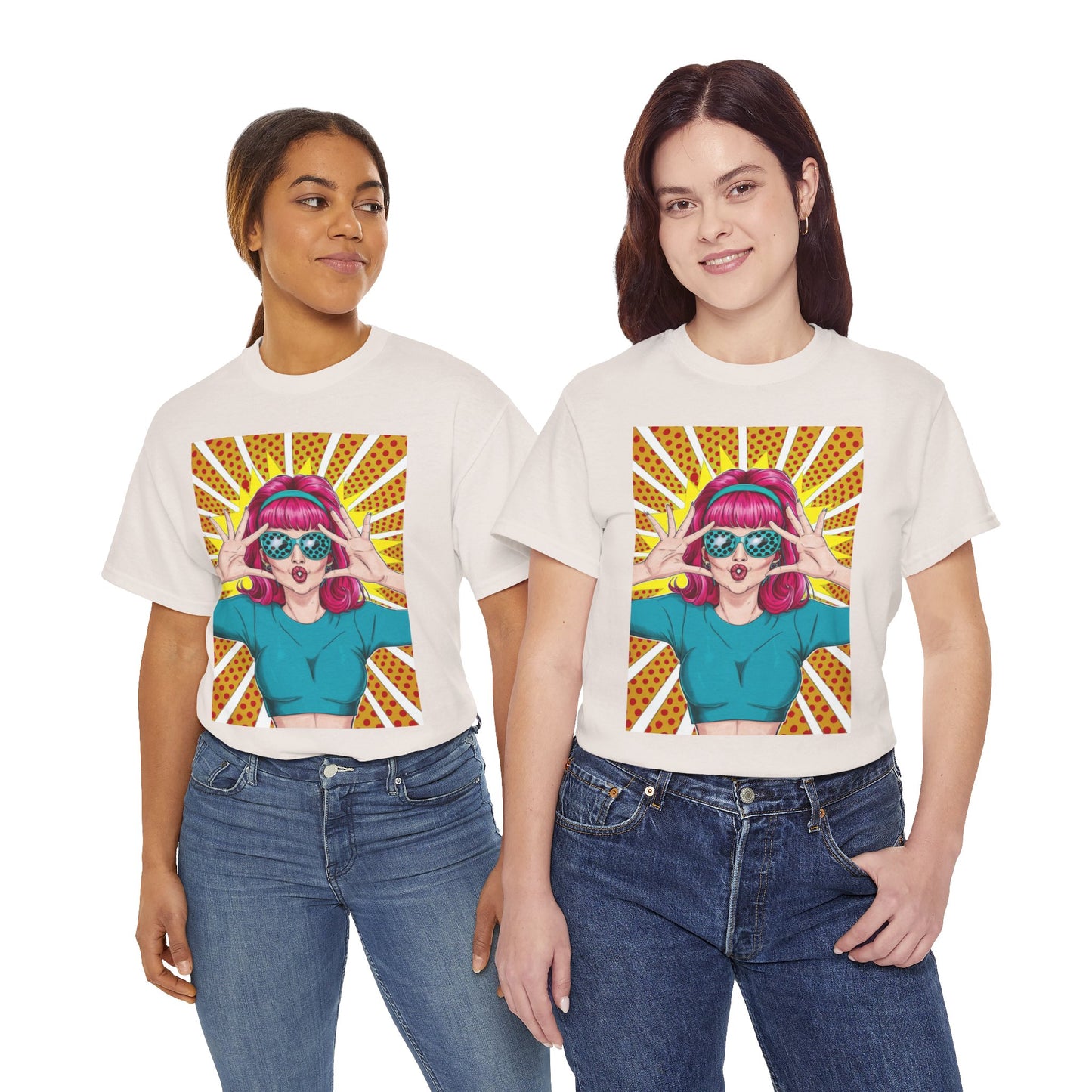 Sexy Retro PopArt Girl Vibrant Colors Unisex heavy cotton Tshirt