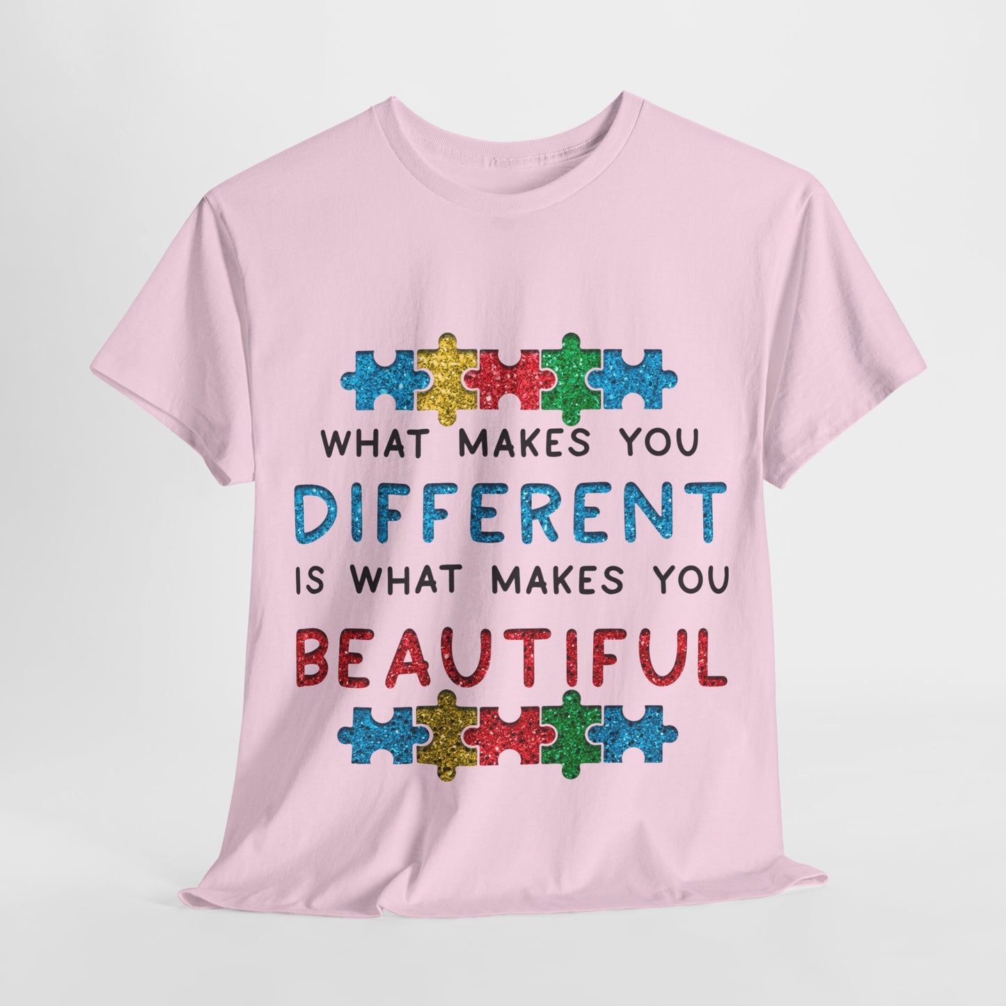 Autism WHAT MAKES YOU DIFFERENT IS WHAT MAKES YOU BEAUTIFUL T-shirt Unisex Heavy Cotton