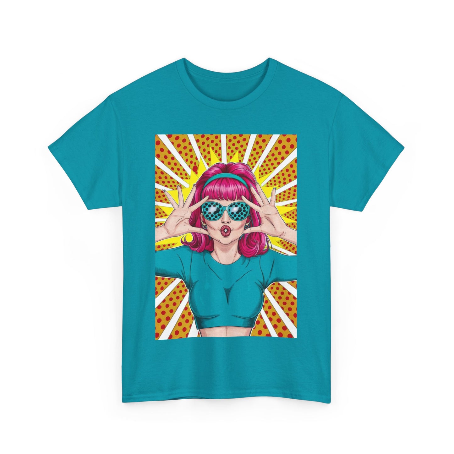 Sexy Retro PopArt Girl Vibrant Colors Unisex heavy cotton Tshirt