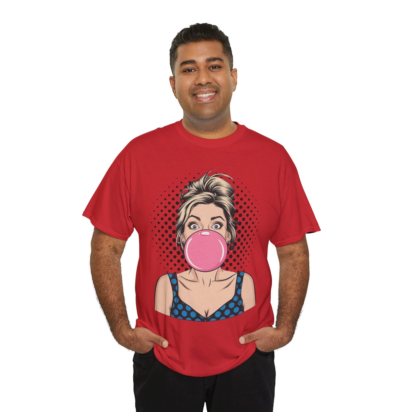 PopArt Girl Bubble Gum Bubble Tshirt unisex heavy cotton