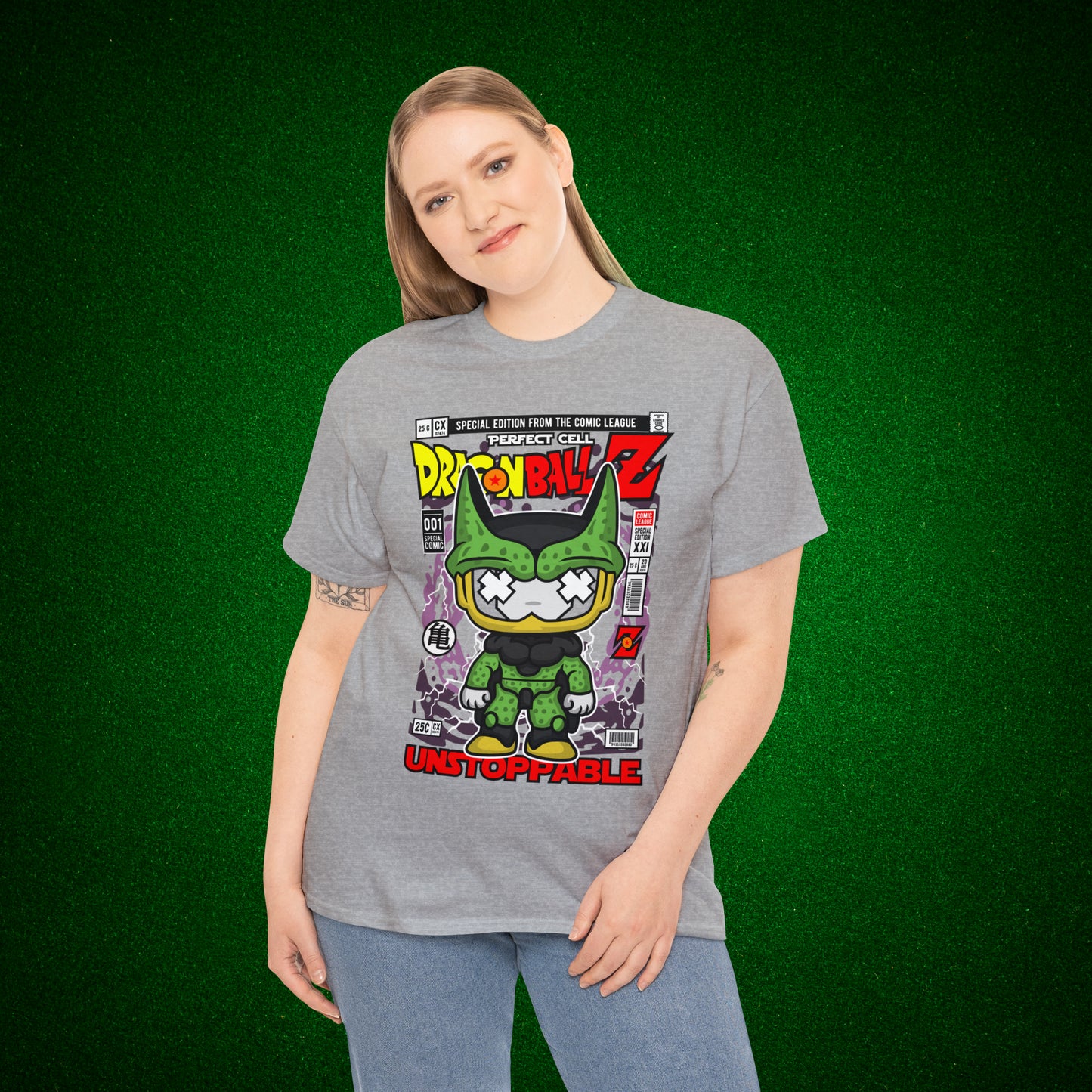 Perfect Cell DragonBall Z Pop Culture Mock Comic Cover heavy cotton T-shirt