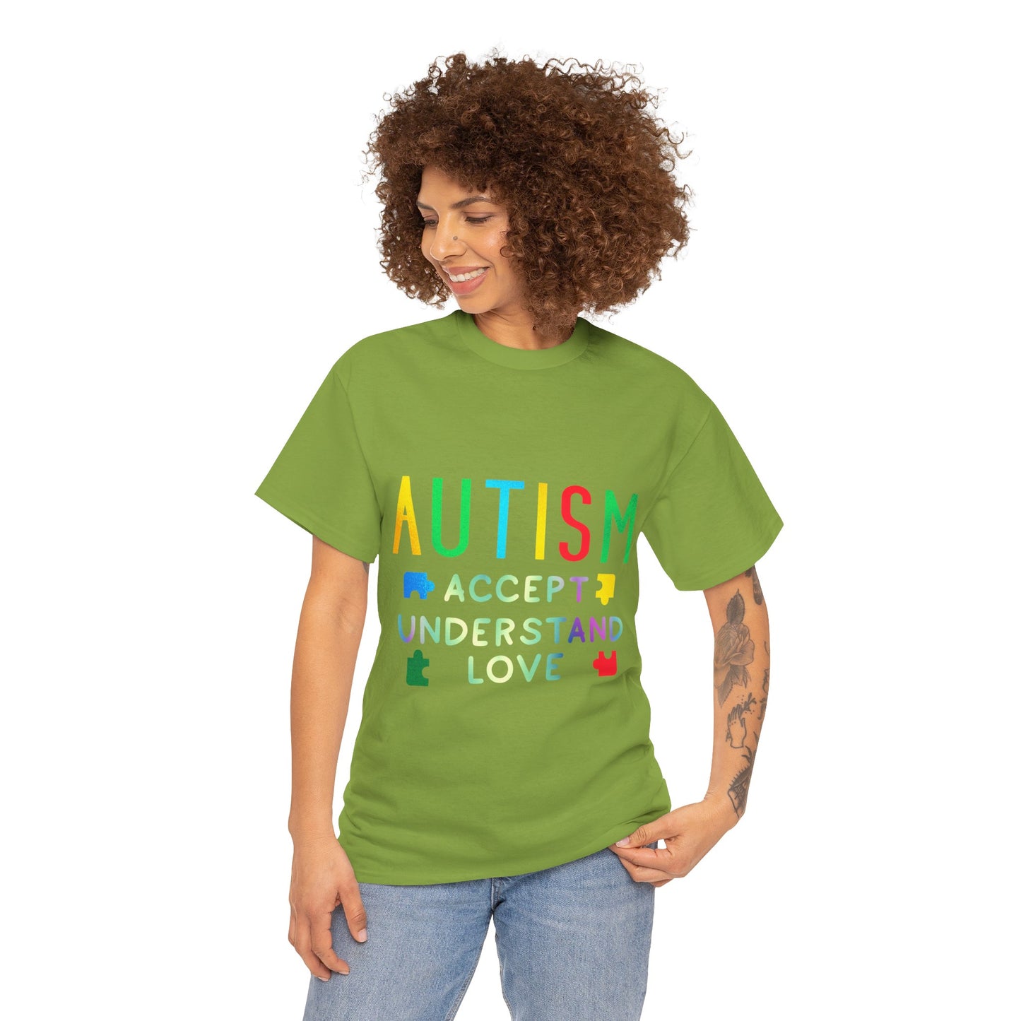 Autism ACCEPT UNDERSTAND LOVE T-shirt Unisex Heavy Cotton