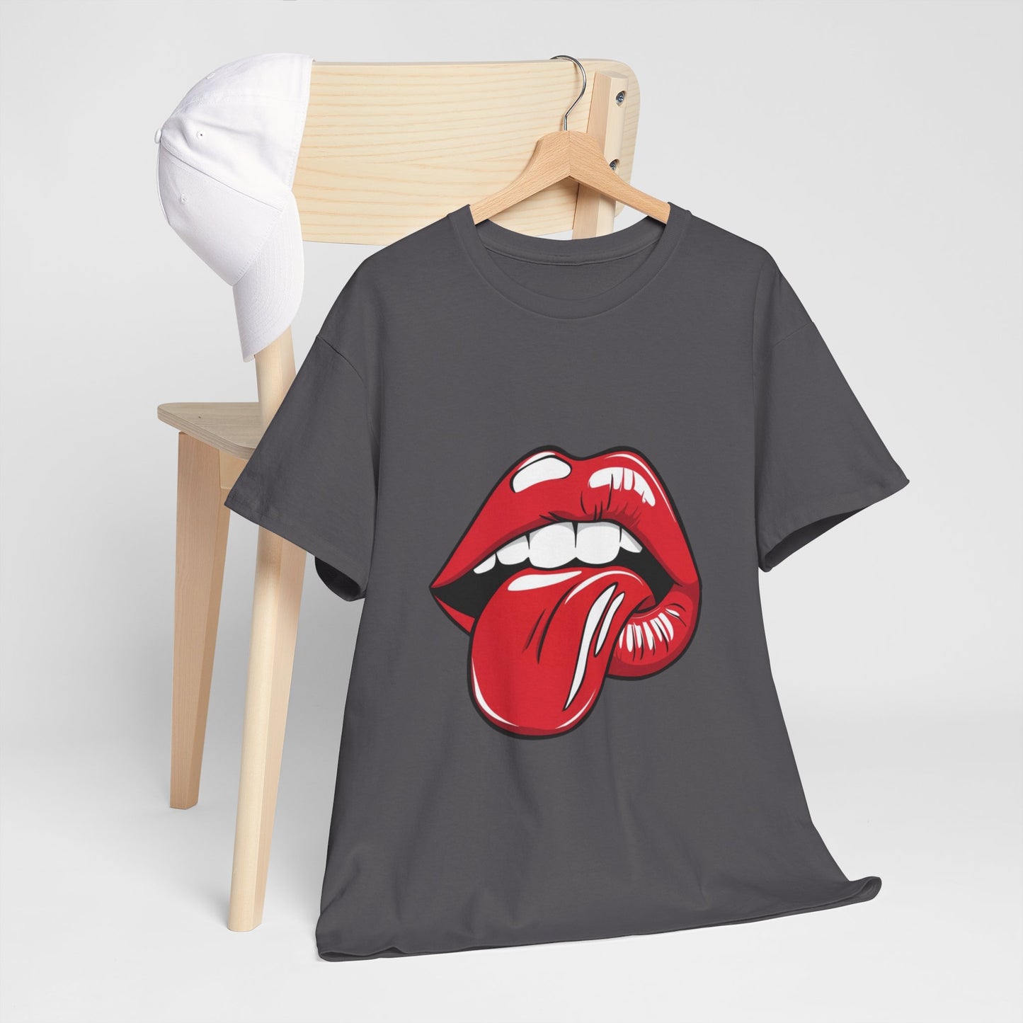 Sexy Retro PopArt Red Lips and Tounge Unisex heavy cotton Tshirt