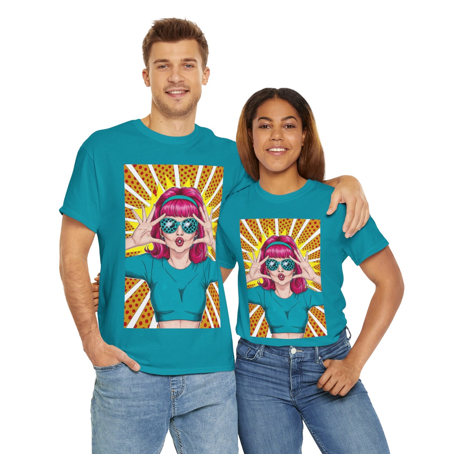 Sexy Retro PopArt Girl Vibrant Colors Unisex heavy cotton Tshirt