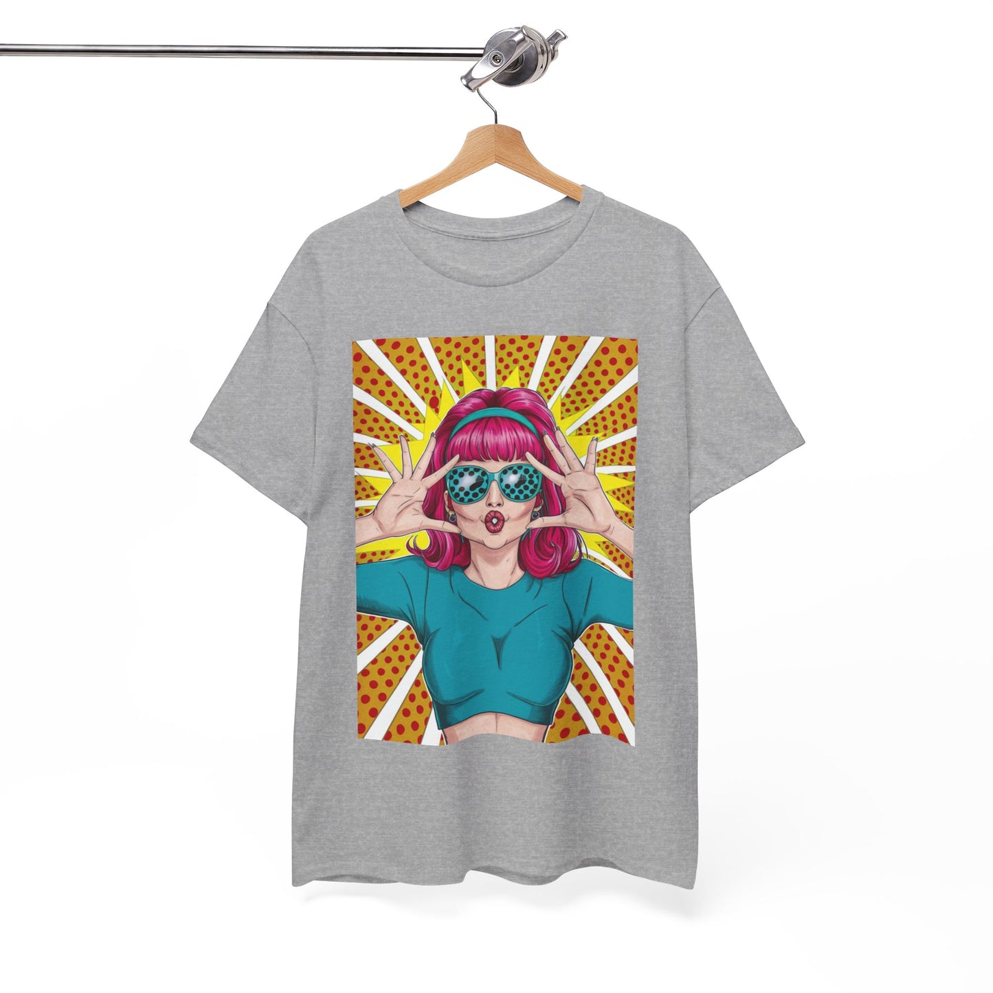 Sexy Retro PopArt Girl Vibrant Colors Unisex heavy cotton Tshirt