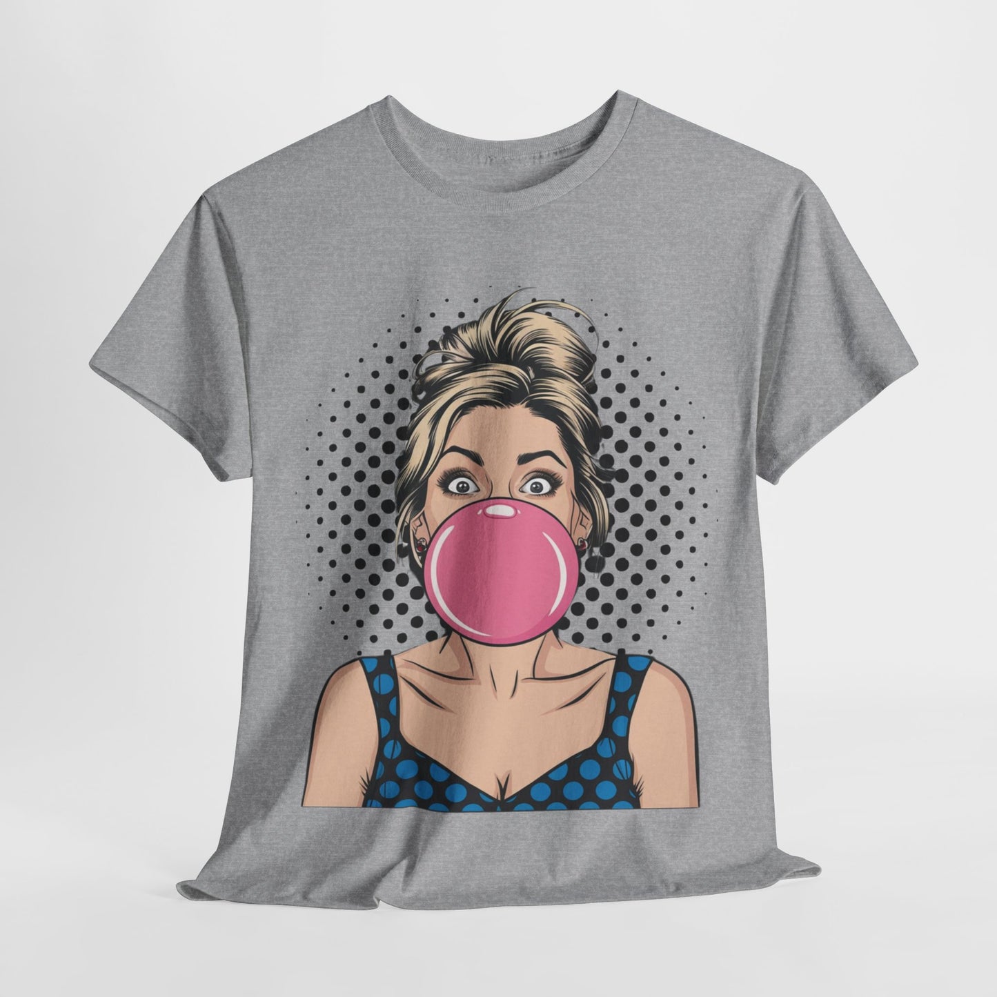 PopArt Girl Bubble Gum Bubble Tshirt unisex heavy cotton