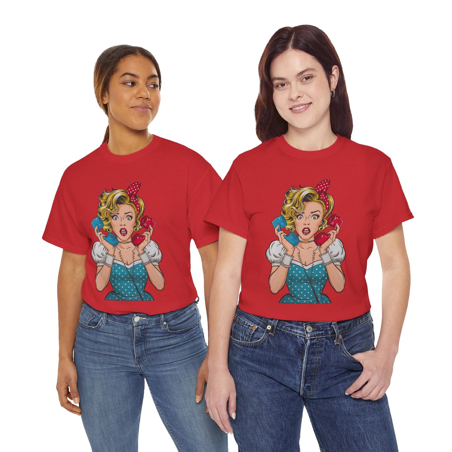 PopArt Girl on the Phone  Tshirt unisex heavy cotton