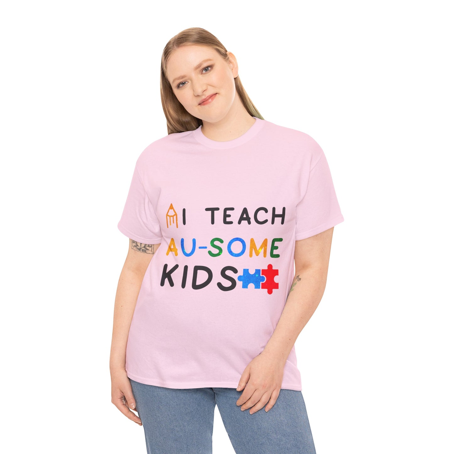 Autism I TEACH AU-SOME KIDS T-shirt Unisex Heavy Cotton