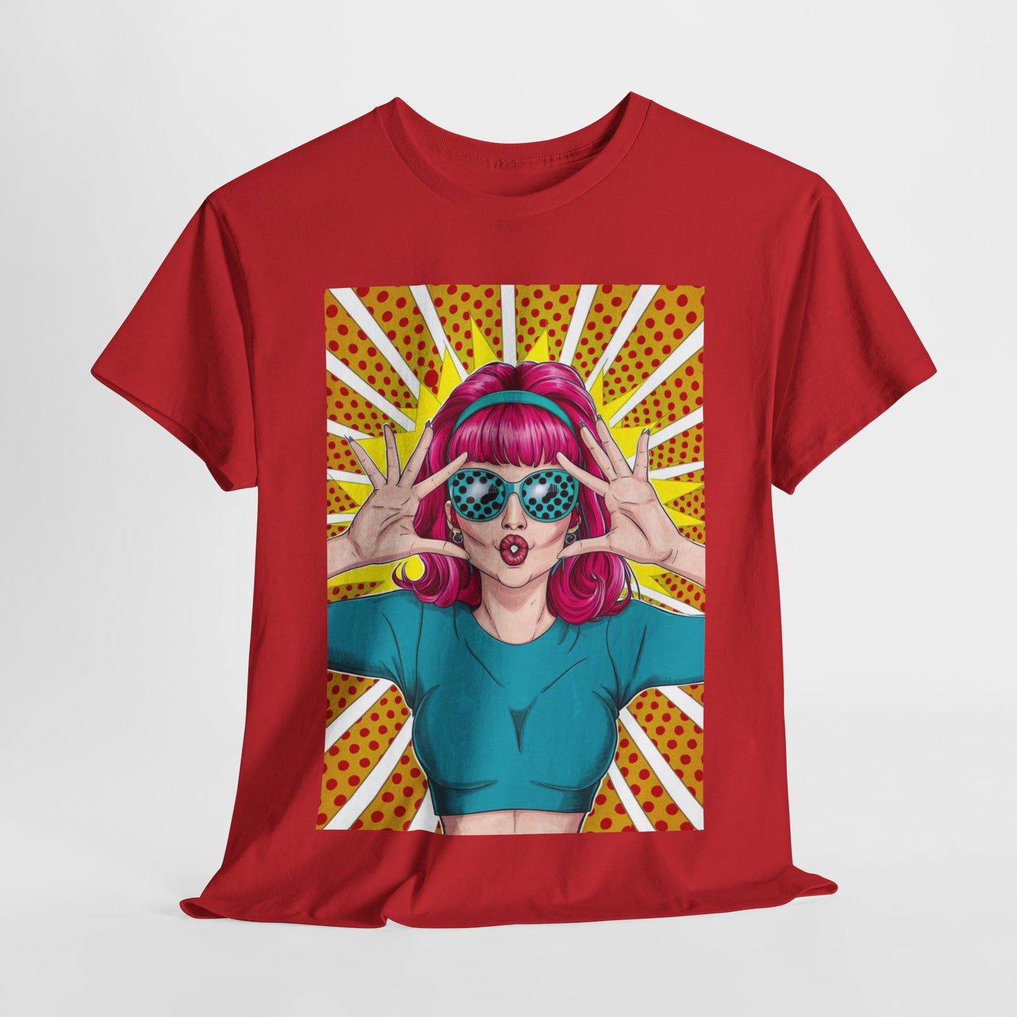 Sexy Retro PopArt Girl Vibrant Colors Unisex heavy cotton Tshirt