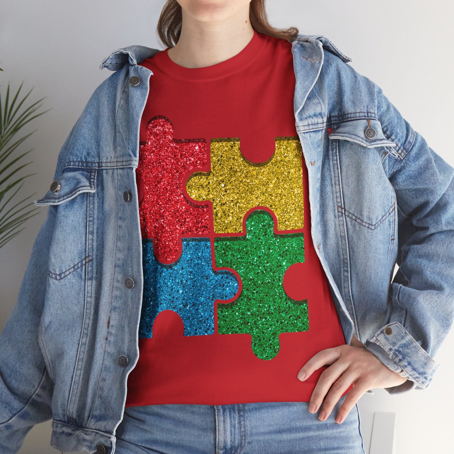 Autism Puzzle Pieces T-shirt Unisex Heavy Cotton