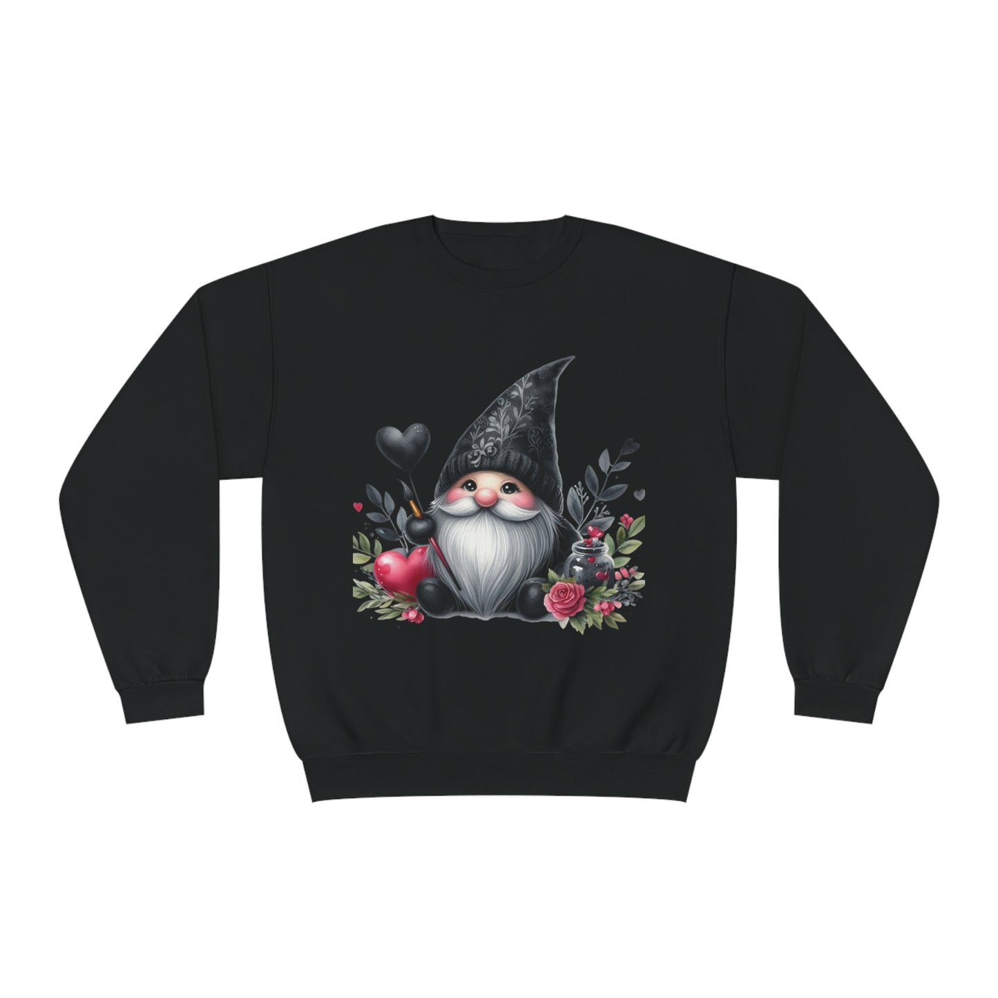 Black Valentine Gnome Unisex NuBlend® Crewneck Sweatshirt