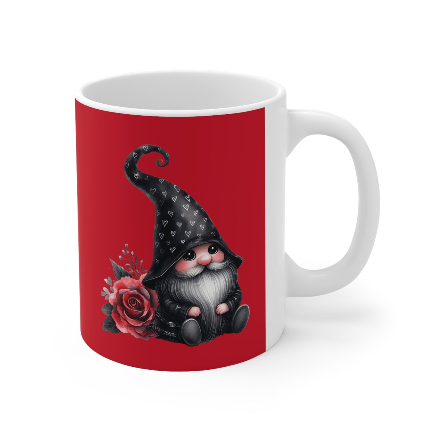 Black Valentine Gnome Ceramic Mug 11oz