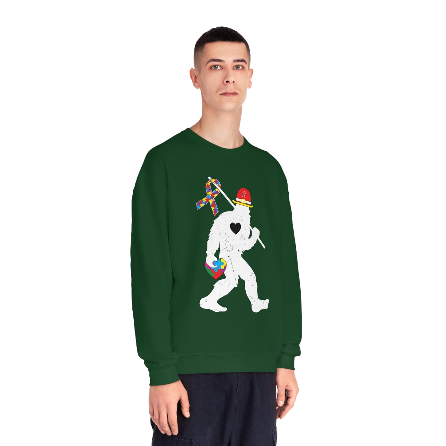 Bigfoot Heart Puzzle Piece Autism Unisex NuBlend® Crewneck Sweatshirt