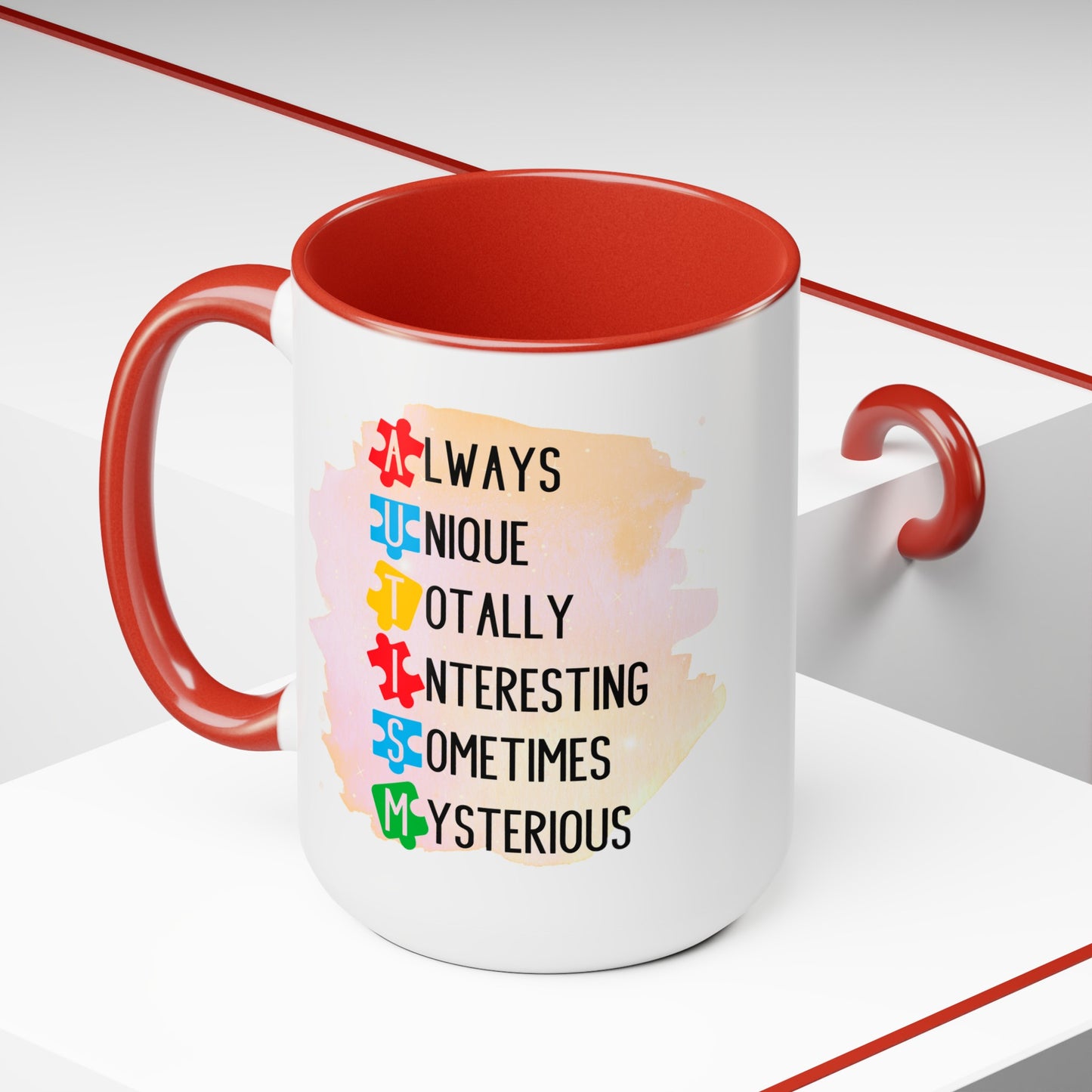 Autism Always Unique Totally Interesting Sometimes Mysterious 15oz Coffee Mug