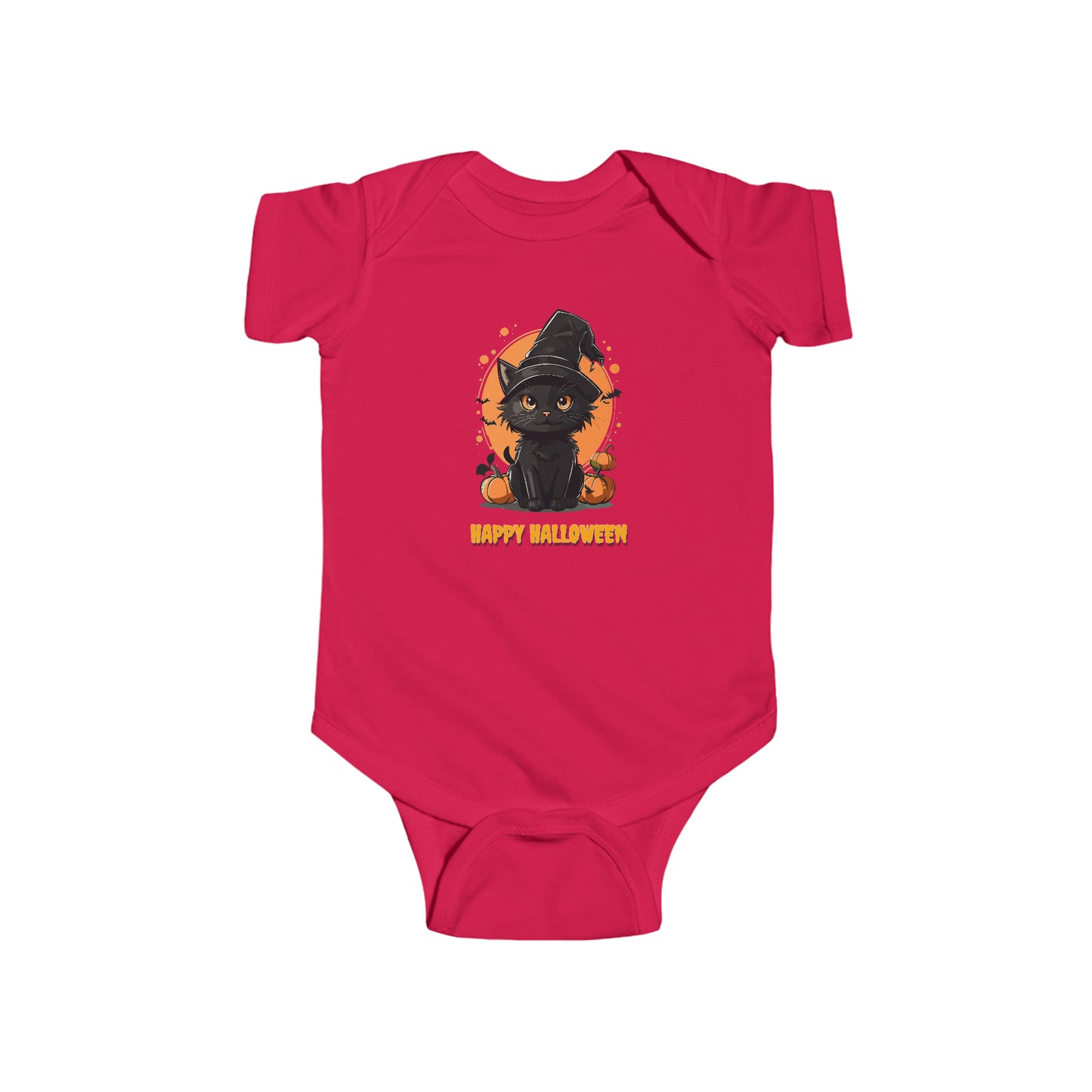 Halloween Cat Jack-O-Lantern Graphic Infant Fine Jersey Bodysuit
