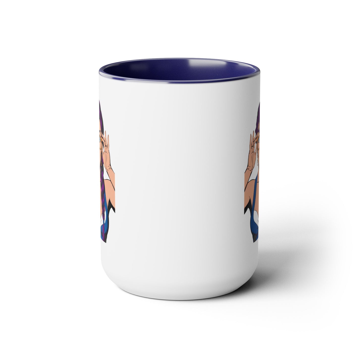 Sexy PopArt Girl with Glasses and Braids 15oz Coffee Mug