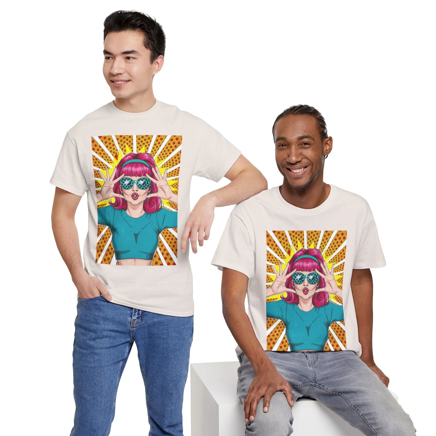 Sexy Retro PopArt Girl Vibrant Colors Unisex heavy cotton Tshirt