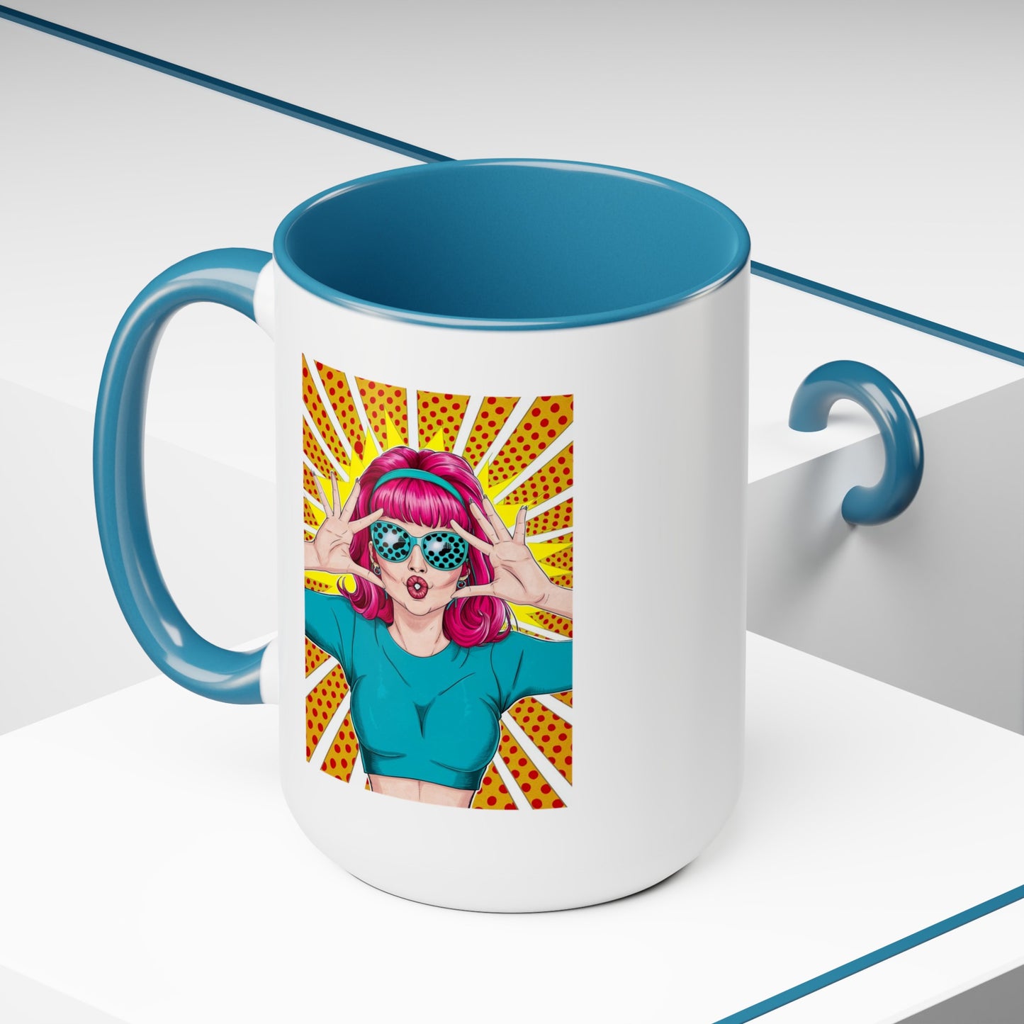 Sexy Retro PopArt Girl with Vibrant Colors 15oz Coffee Mug
