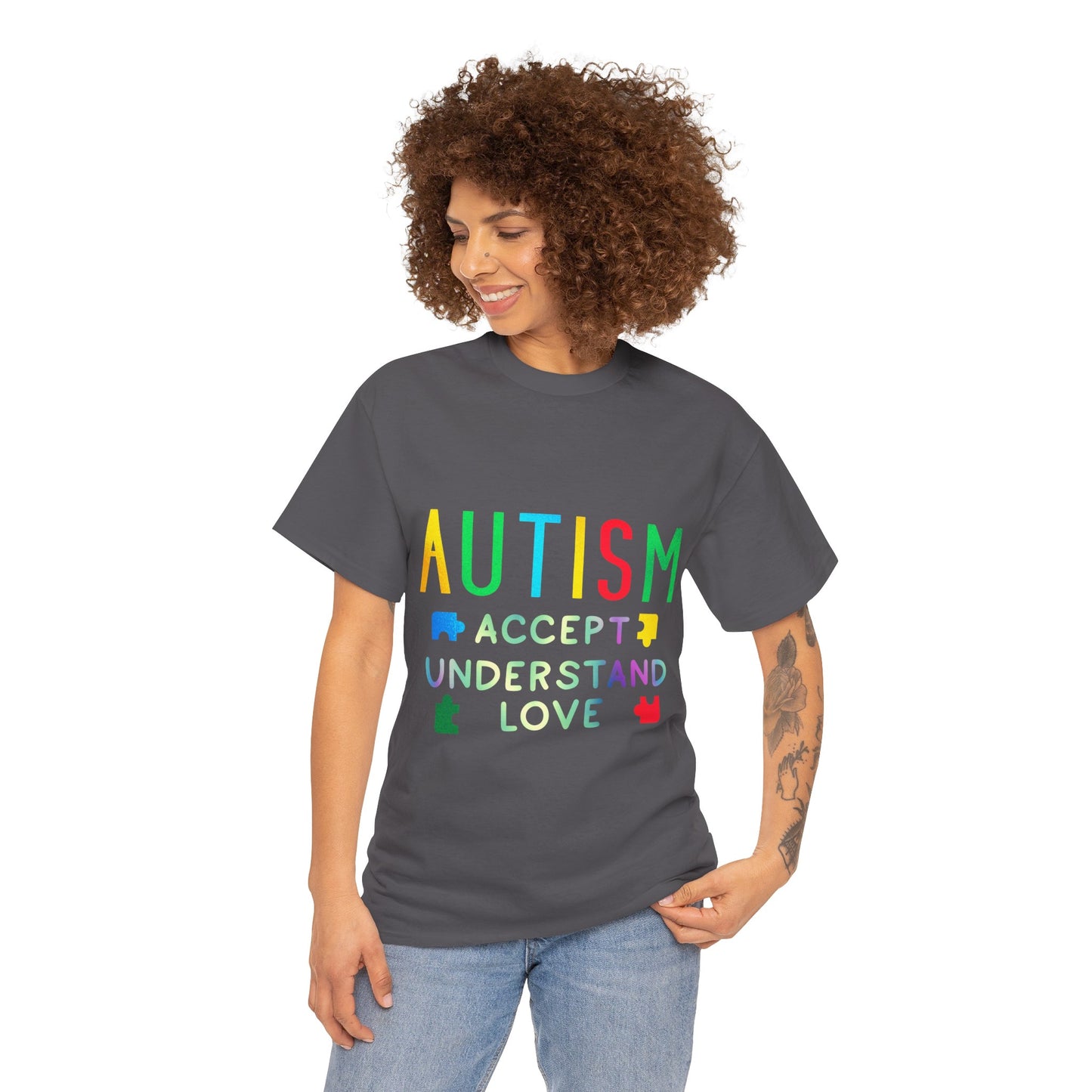 Autism ACCEPT UNDERSTAND LOVE T-shirt Unisex Heavy Cotton