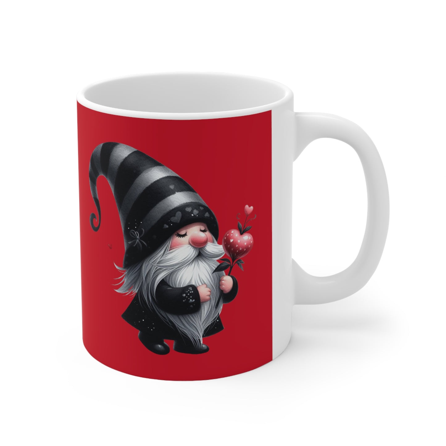 Black Valentine Gnome Ceramic Mug 11oz