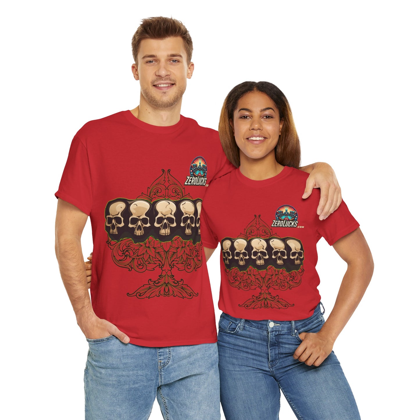 No Lucks Skulls with Spade T-shirt Unisex Heavy Cotton