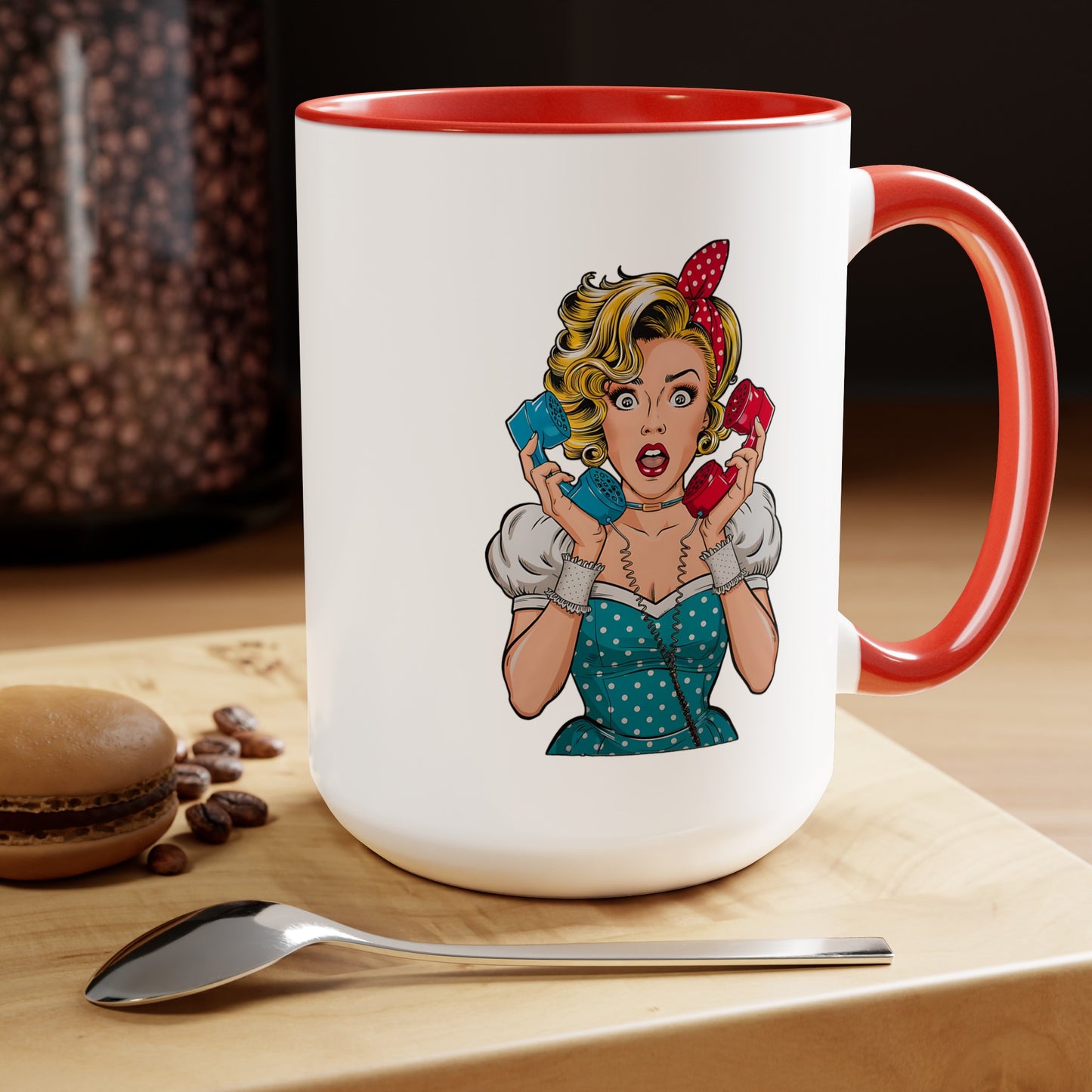 PopArt Girl on Telephone 15oz Coffee Mug