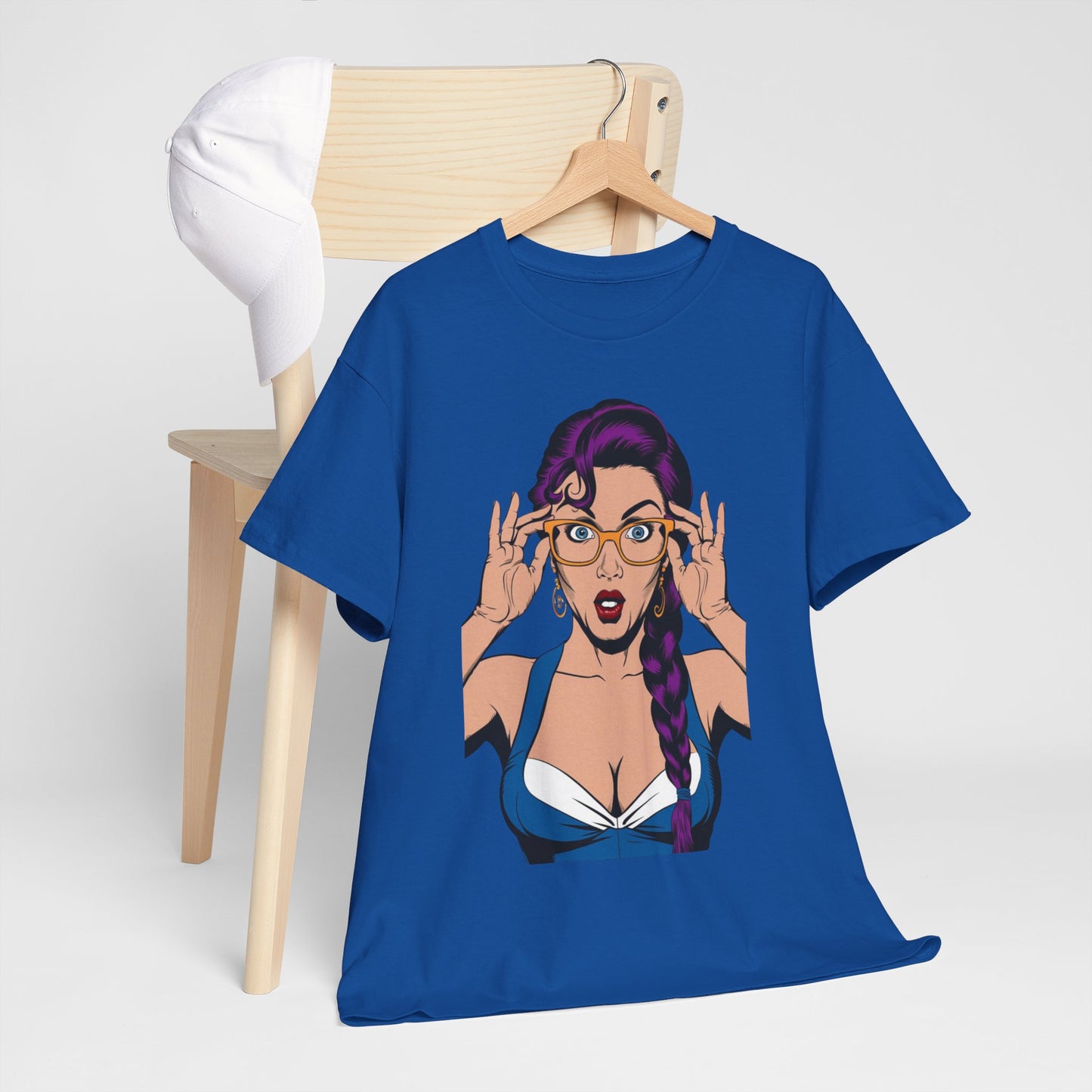 Sexy PopArt Girl Glasses and Braids Tshirt unisex heavy cotton
