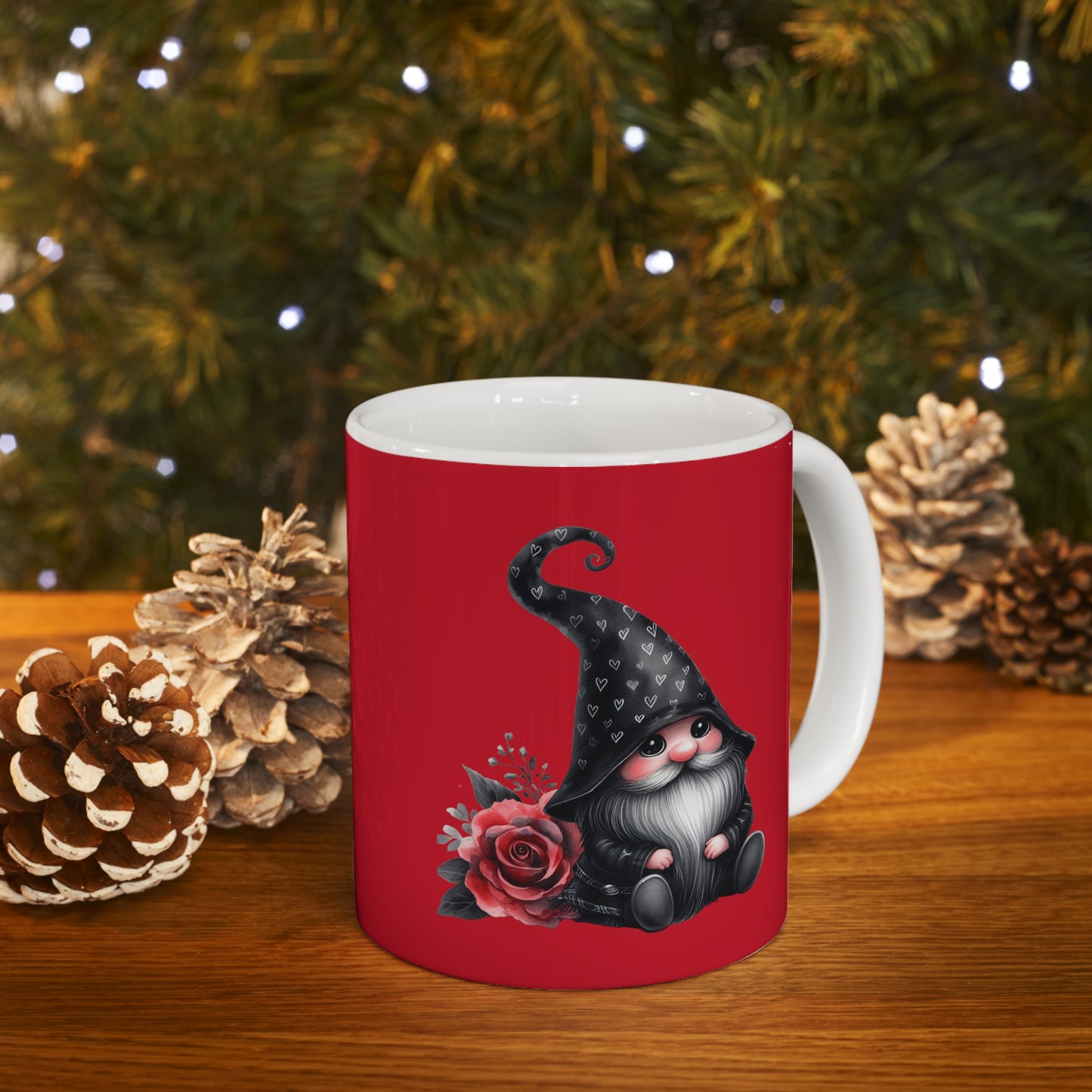 Black Valentine Gnome Ceramic Mug 11oz