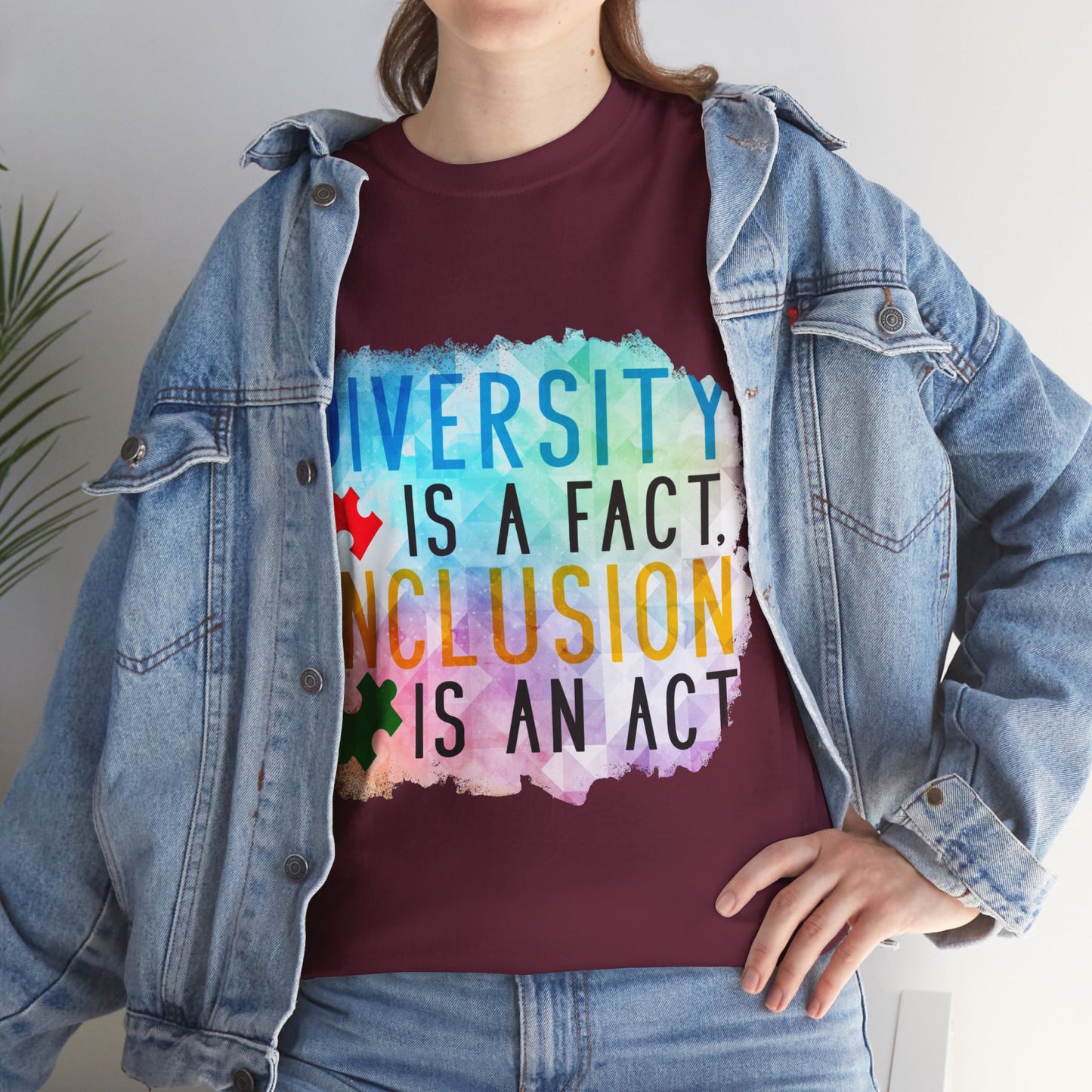 Autism Diversity is a Fact, Inclusion is an Act T-shirt Unisex Heavy Cotton