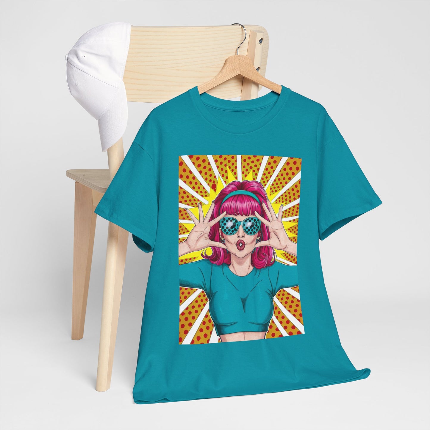 Sexy Retro PopArt Girl Vibrant Colors Unisex heavy cotton Tshirt
