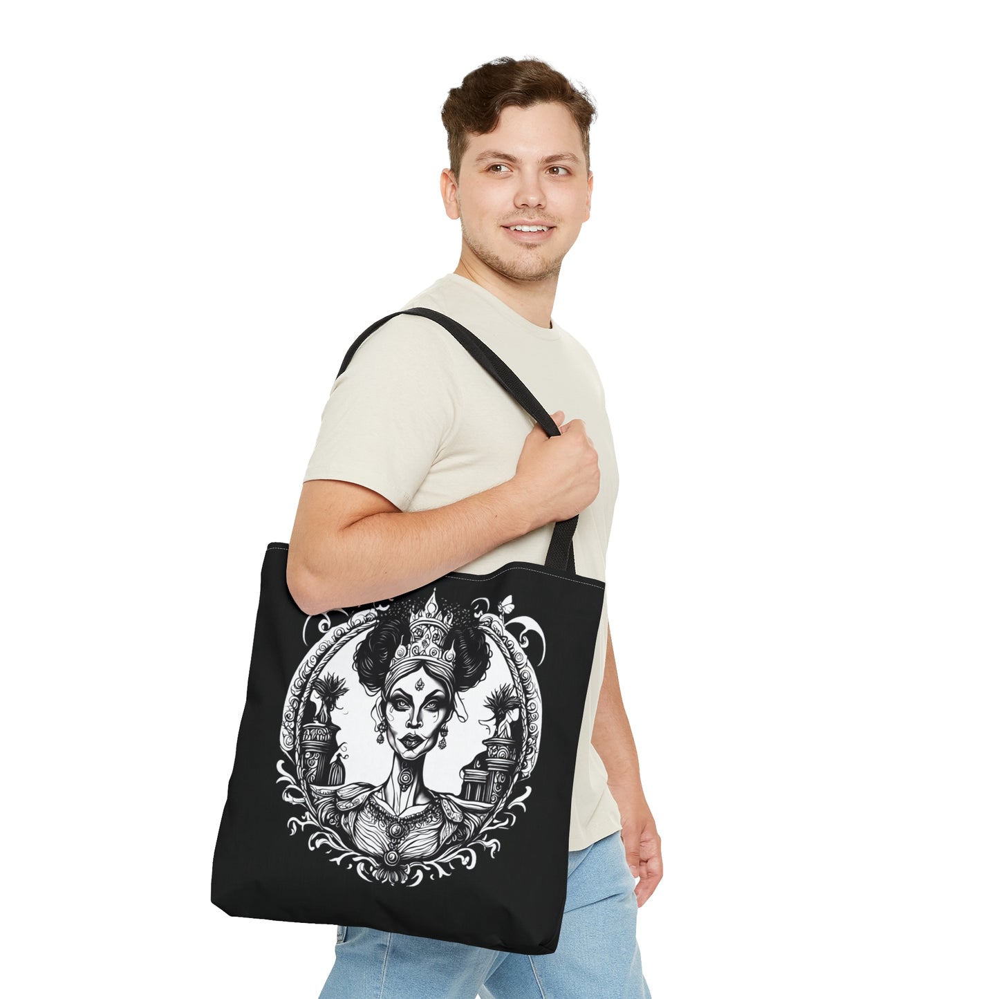 Regal Old Woman with Tiara and Crown Teacher Unisex Tote Bag (AOP)