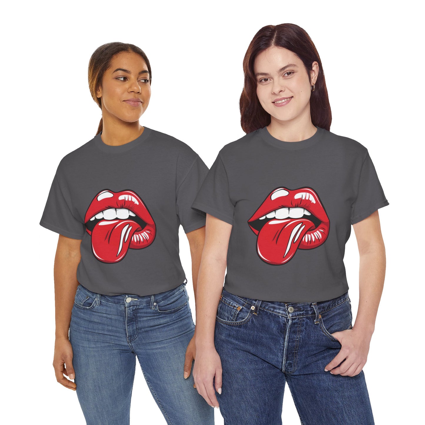 Sexy Retro PopArt Red Lips and Tounge Unisex heavy cotton Tshirt