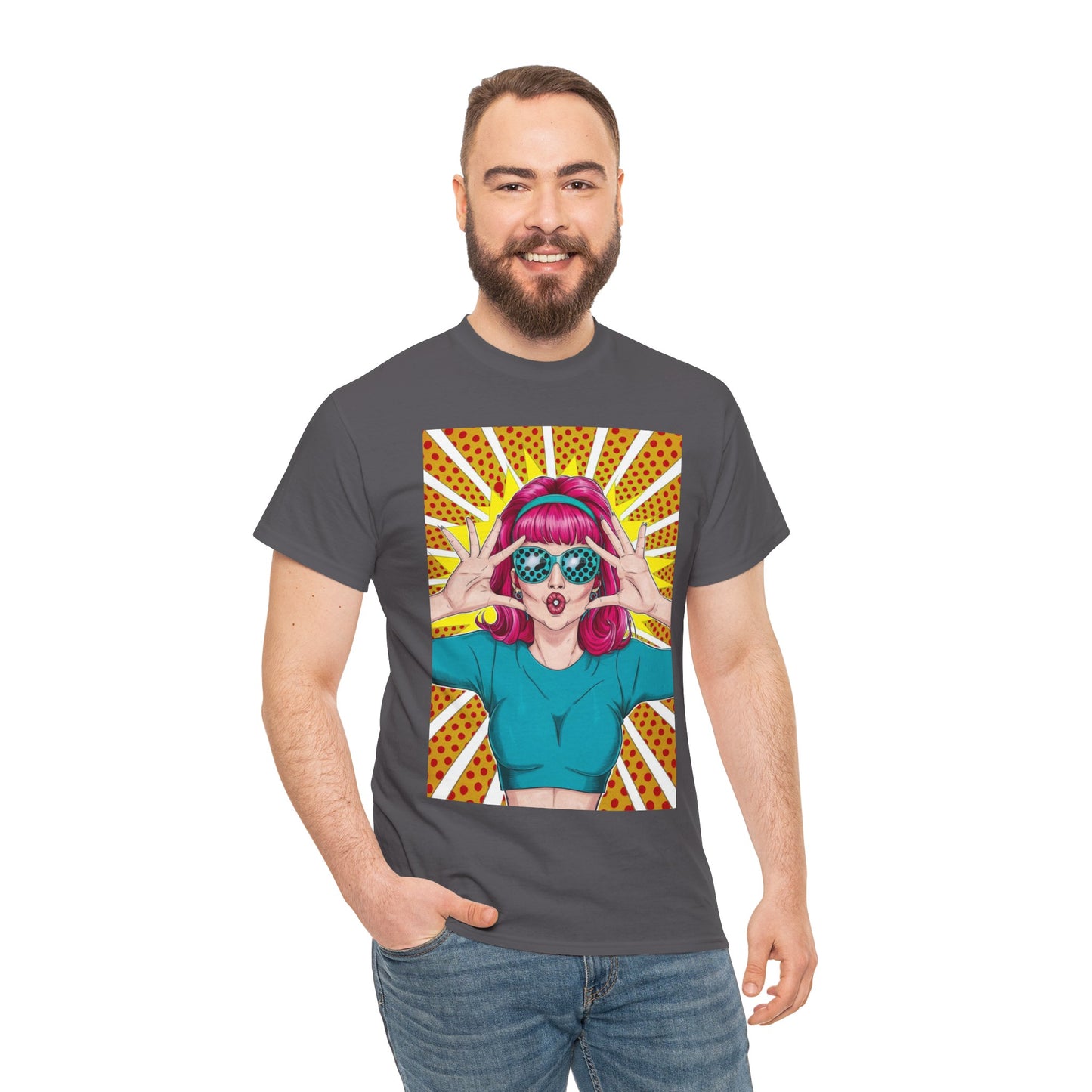 Sexy Retro PopArt Girl Vibrant Colors Unisex heavy cotton Tshirt