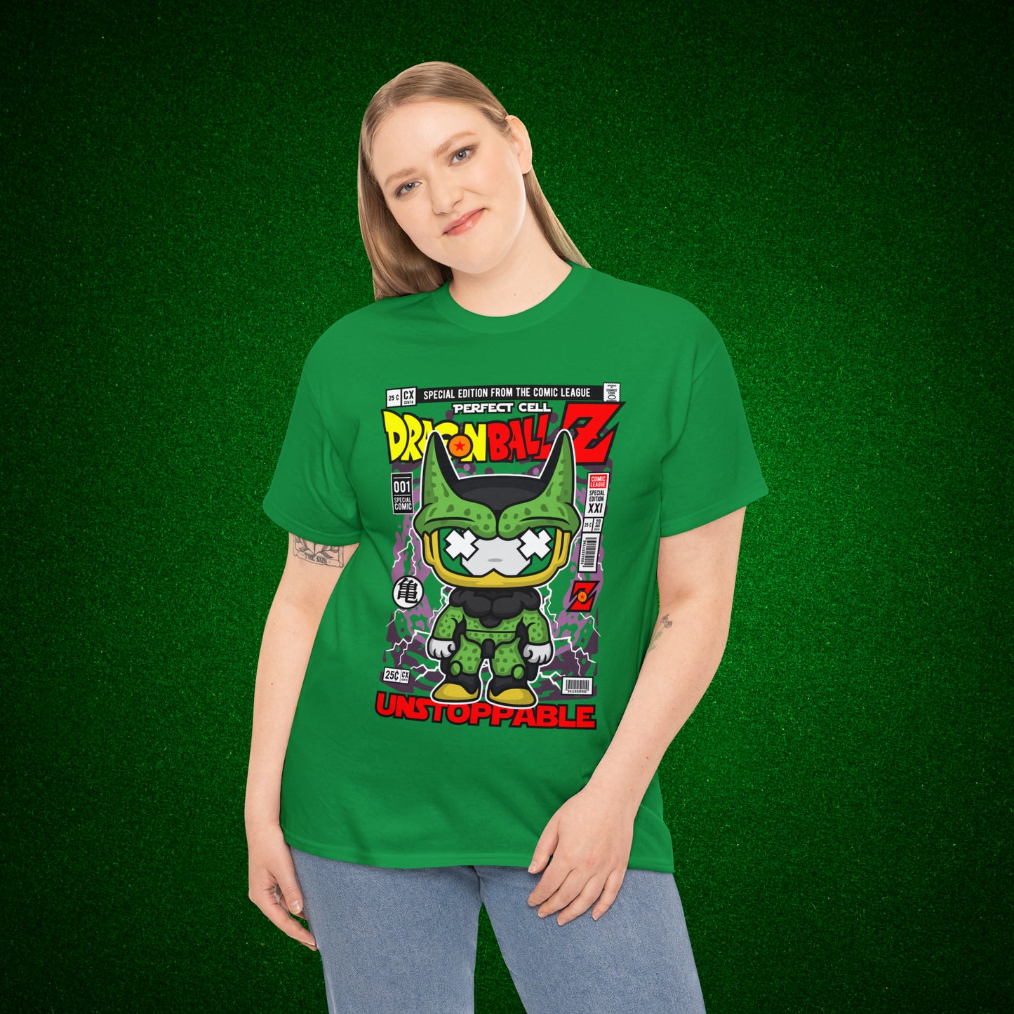 Perfect Cell DragonBall Z Pop Culture Mock Comic Cover heavy cotton T-shirt