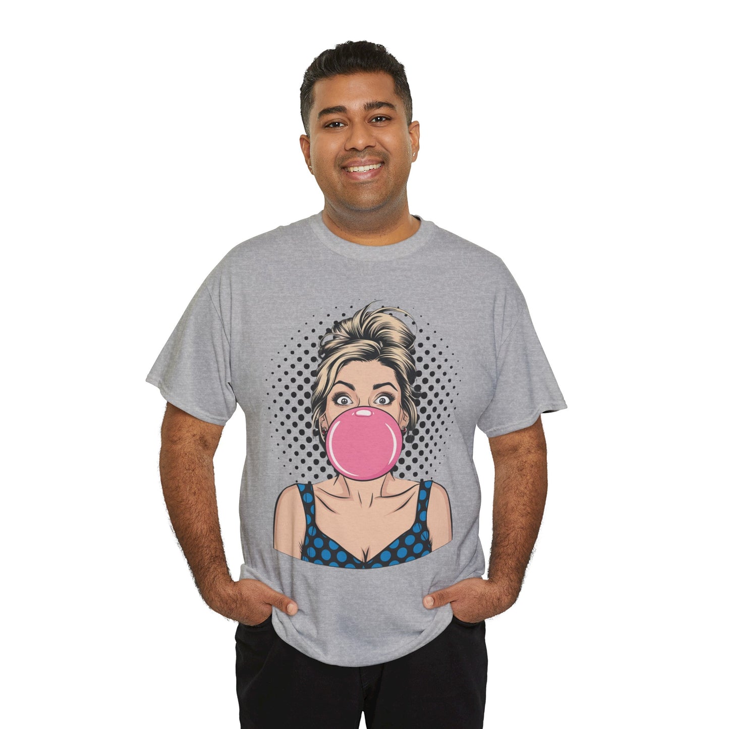 PopArt Girl Bubble Gum Bubble Tshirt unisex heavy cotton