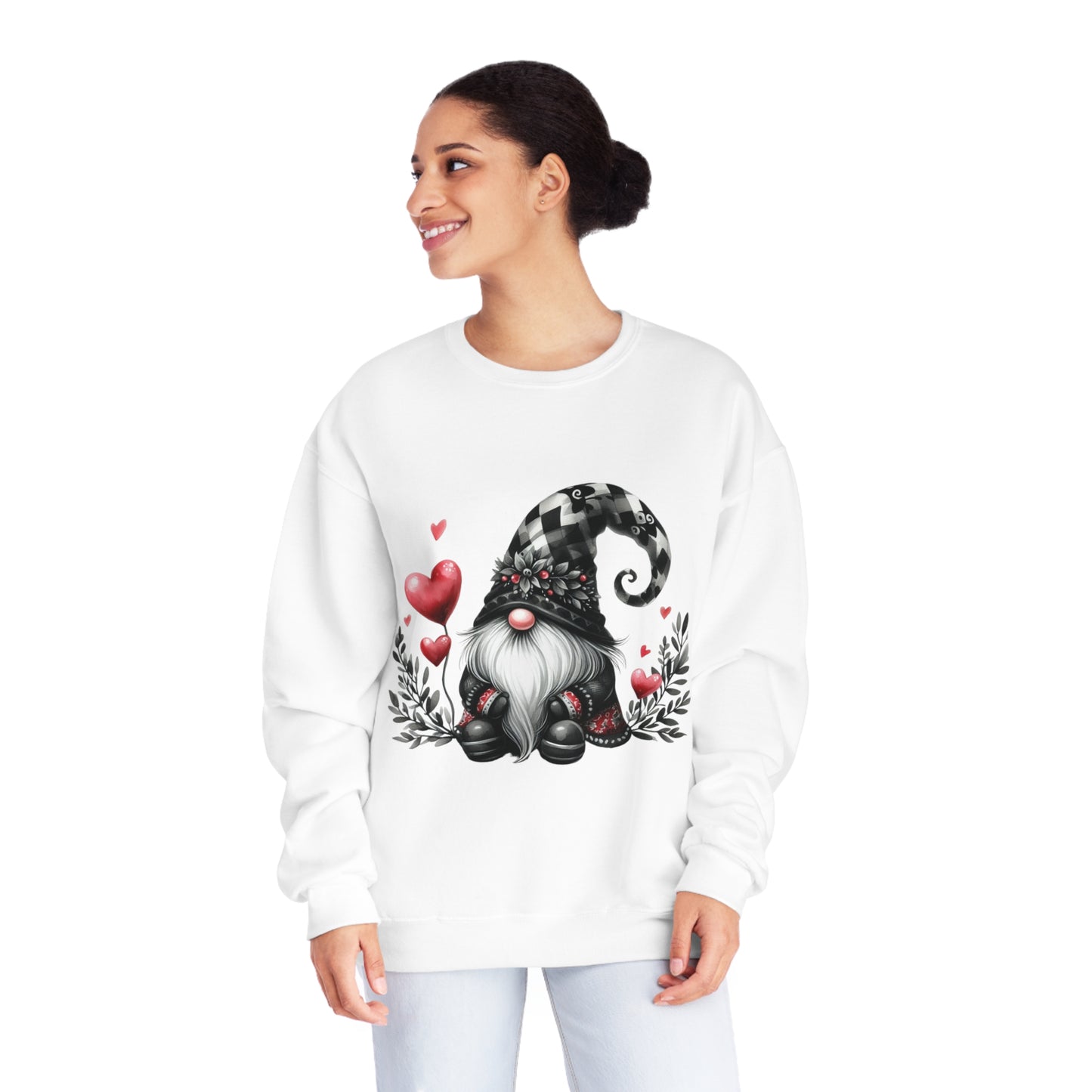 Black Valentine Gnome Unisex NuBlend® Crewneck Sweatshirt
