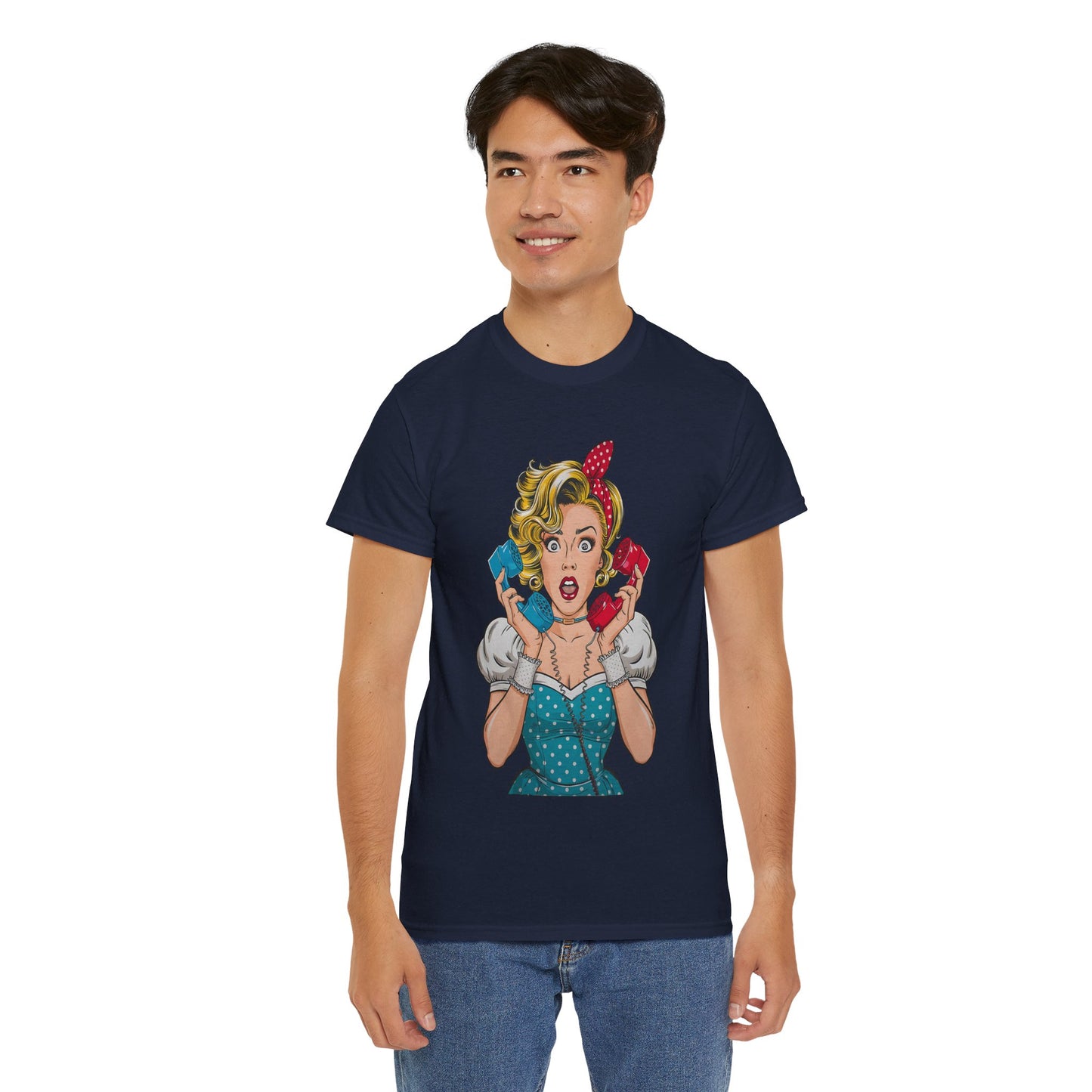 PopArt Girl on the Phone  Tshirt unisex heavy cotton