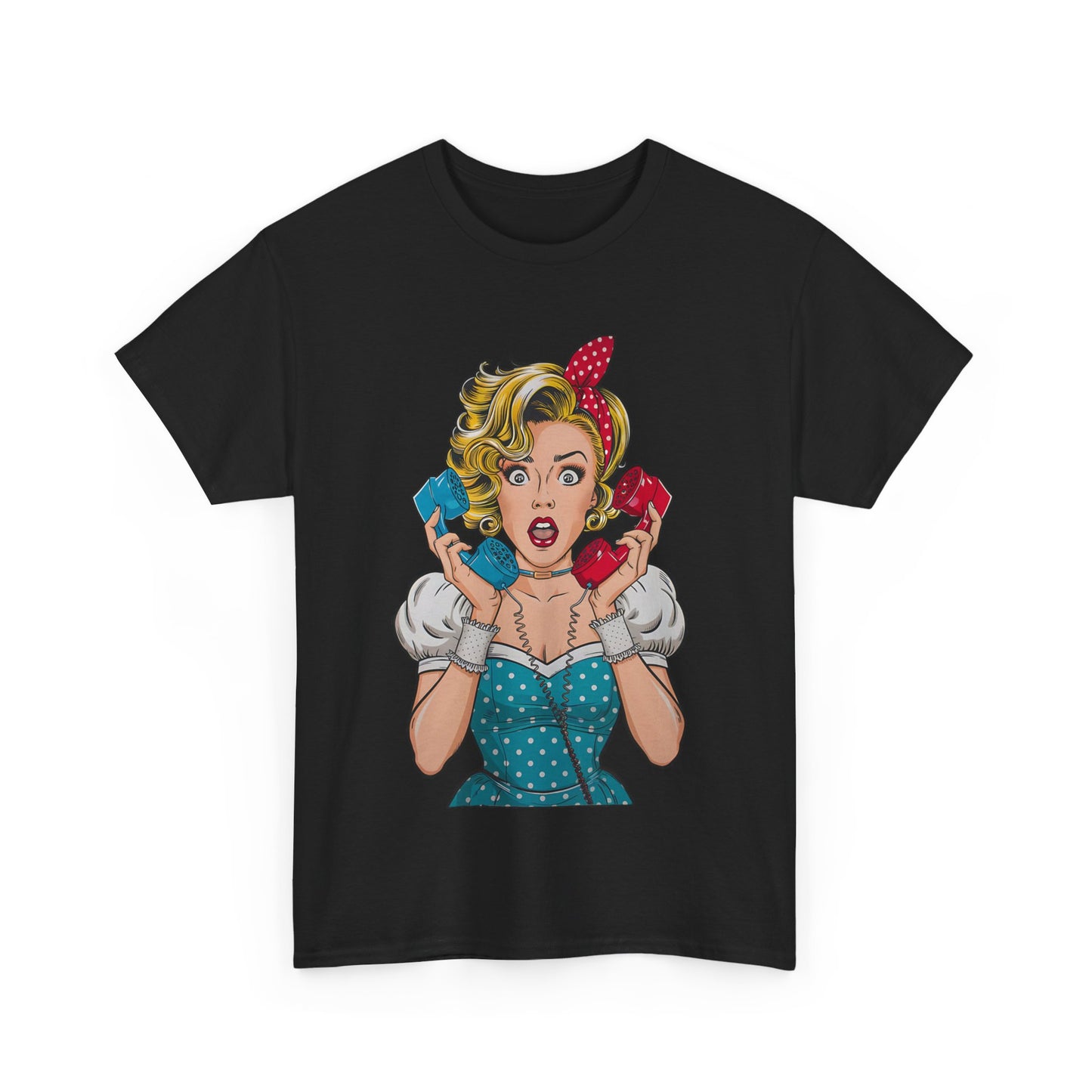 PopArt Girl on the Phone  Tshirt unisex heavy cotton