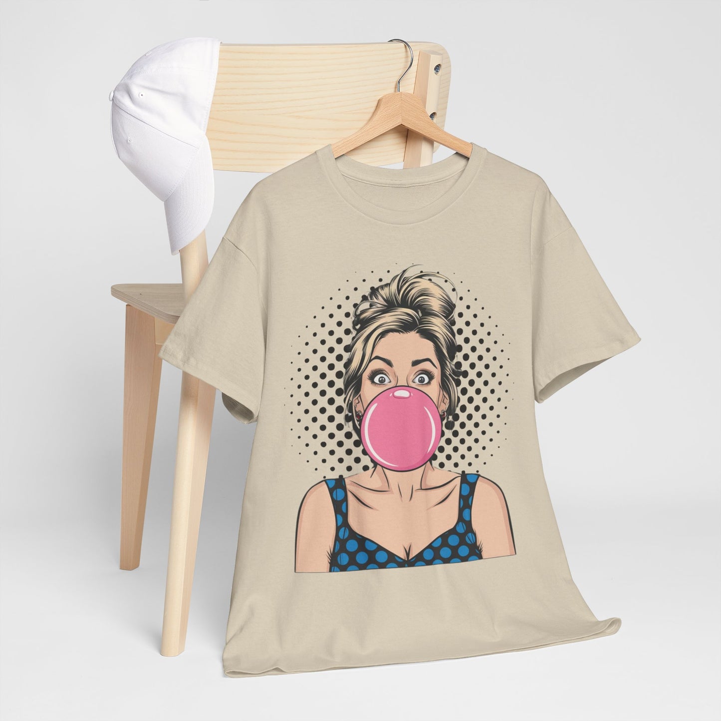 PopArt Girl Bubble Gum Bubble Tshirt unisex heavy cotton
