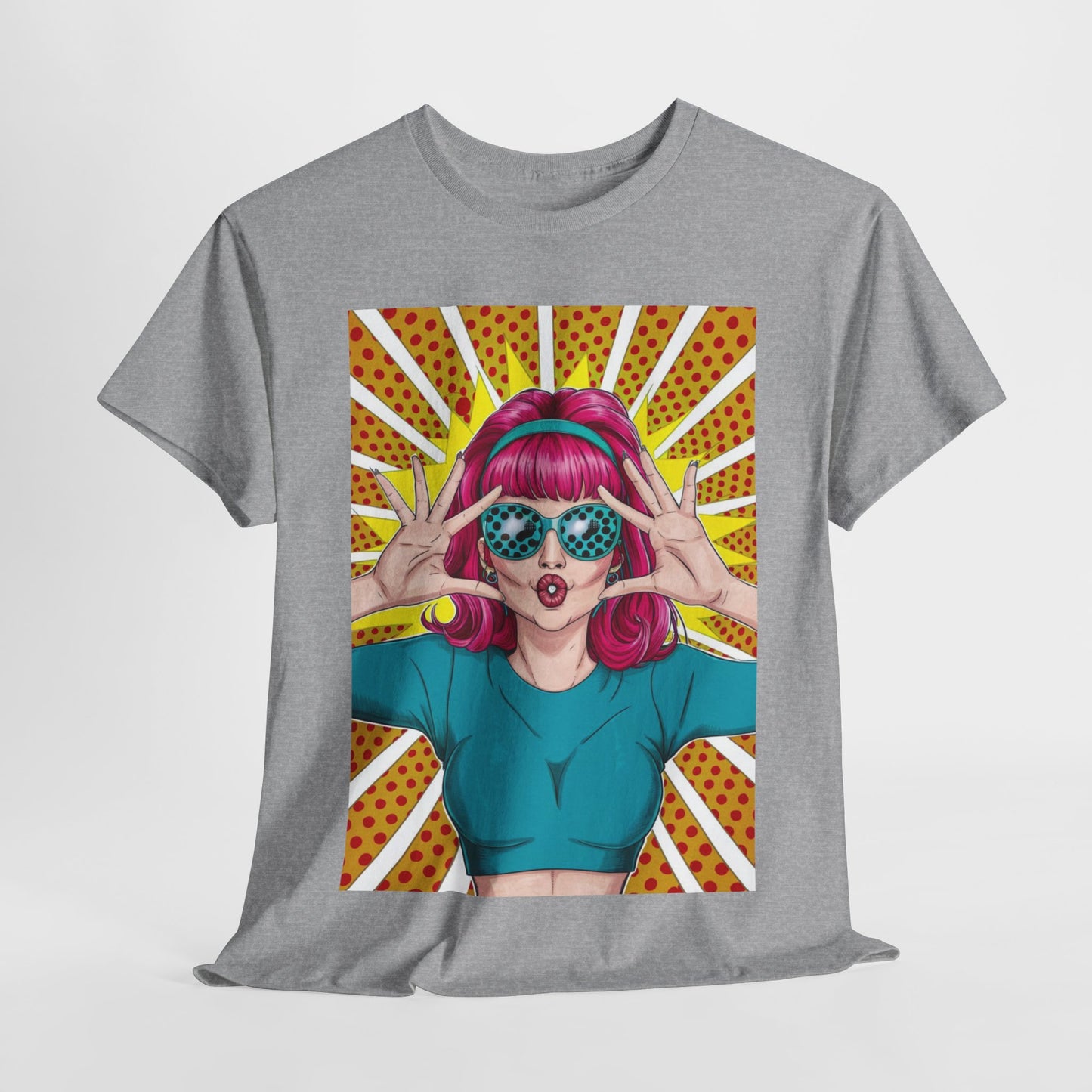 Sexy Retro PopArt Girl Vibrant Colors Unisex heavy cotton Tshirt