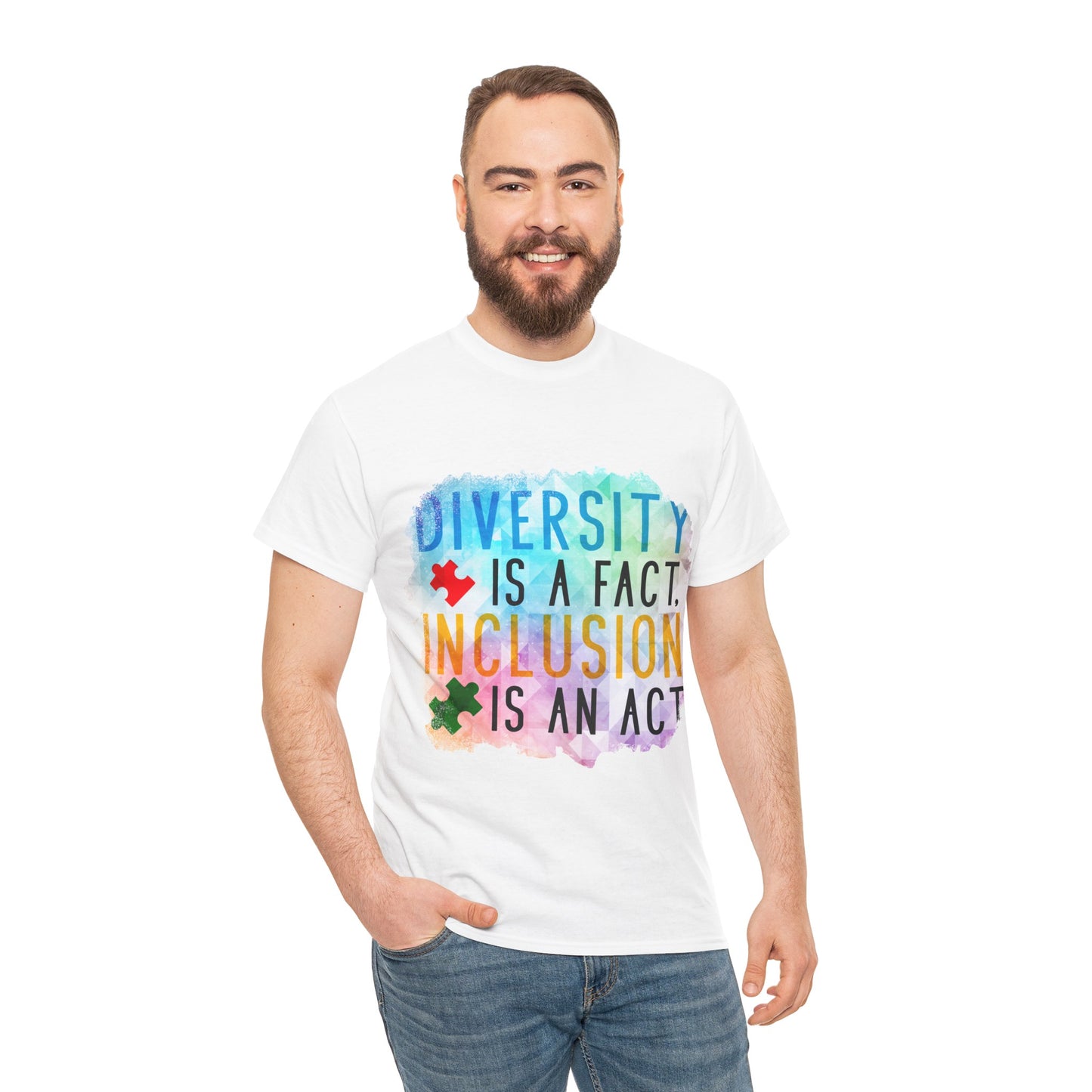 Autism Diversity is a Fact, Inclusion is an Act T-shirt Unisex Heavy Cotton