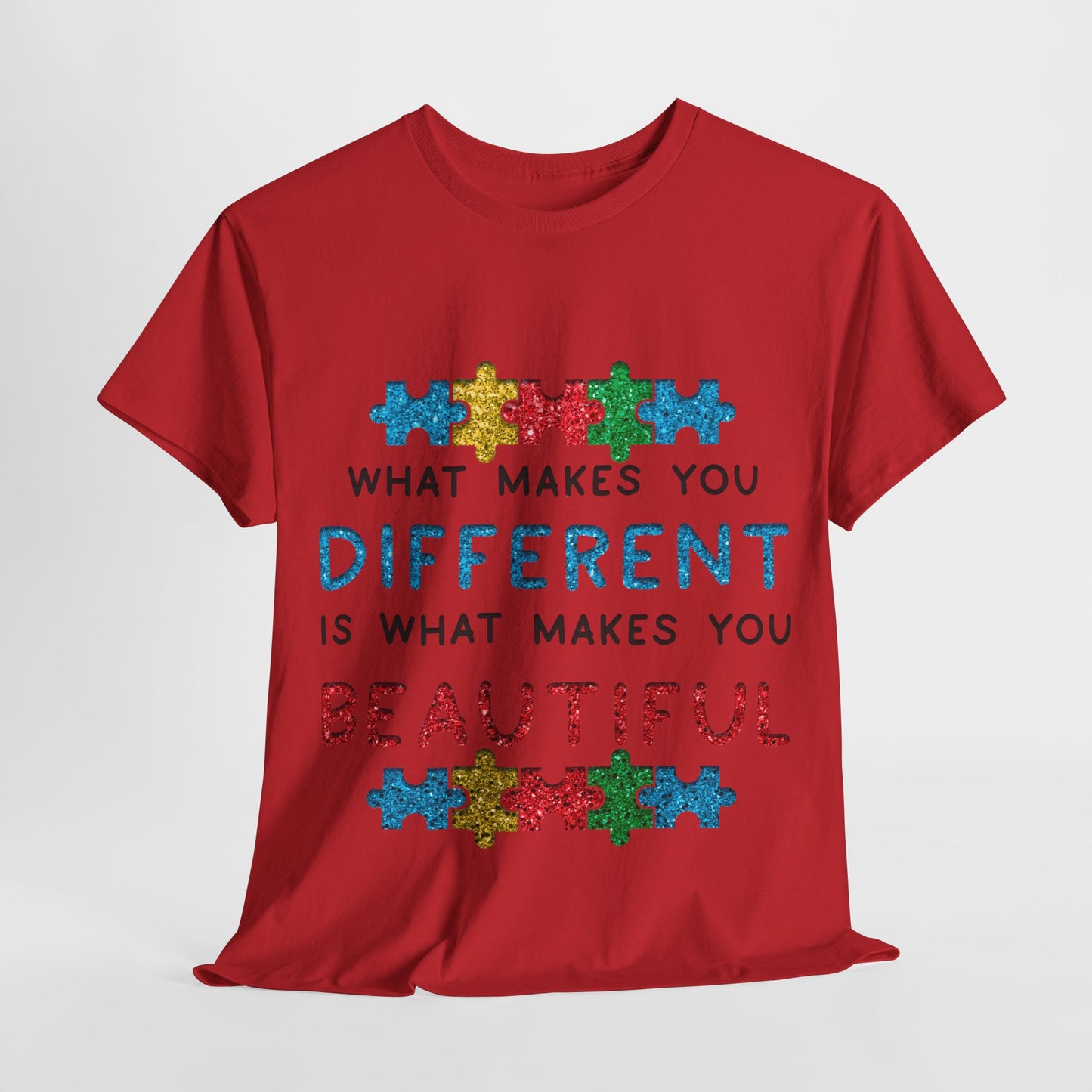 Autism WHAT MAKES YOU DIFFERENT IS WHAT MAKES YOU BEAUTIFUL T-shirt Unisex Heavy Cotton