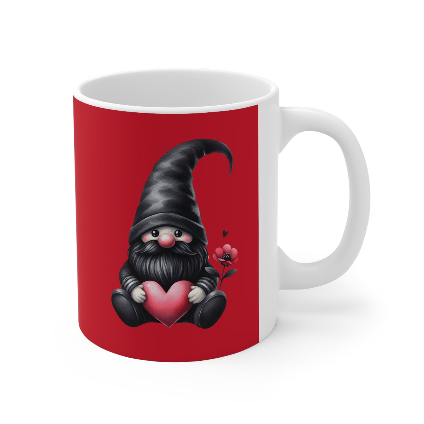 Black Valentine Gnome Ceramic Mug 11oz