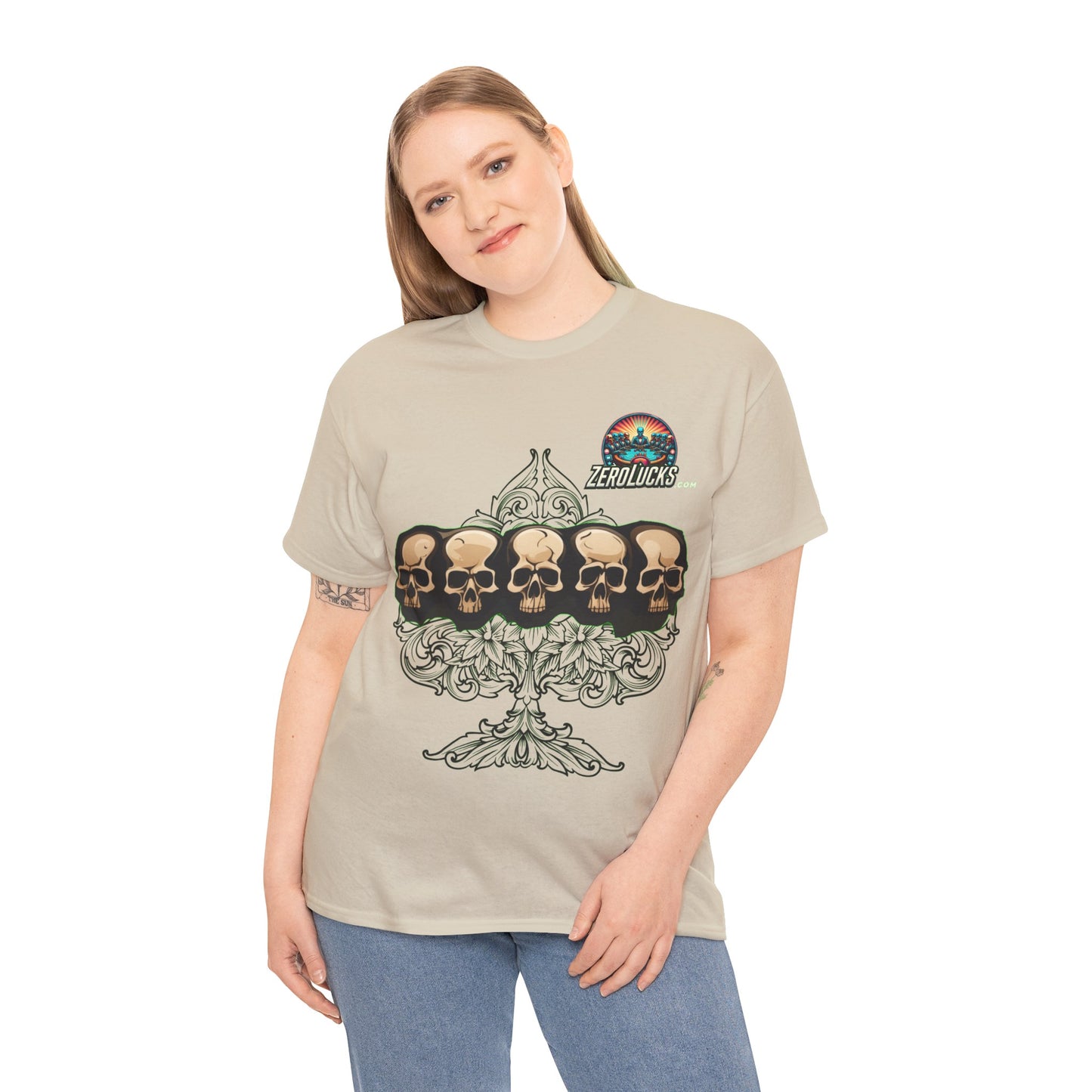 No Lucks Skulls with Spade T-shirt Unisex Heavy Cotton