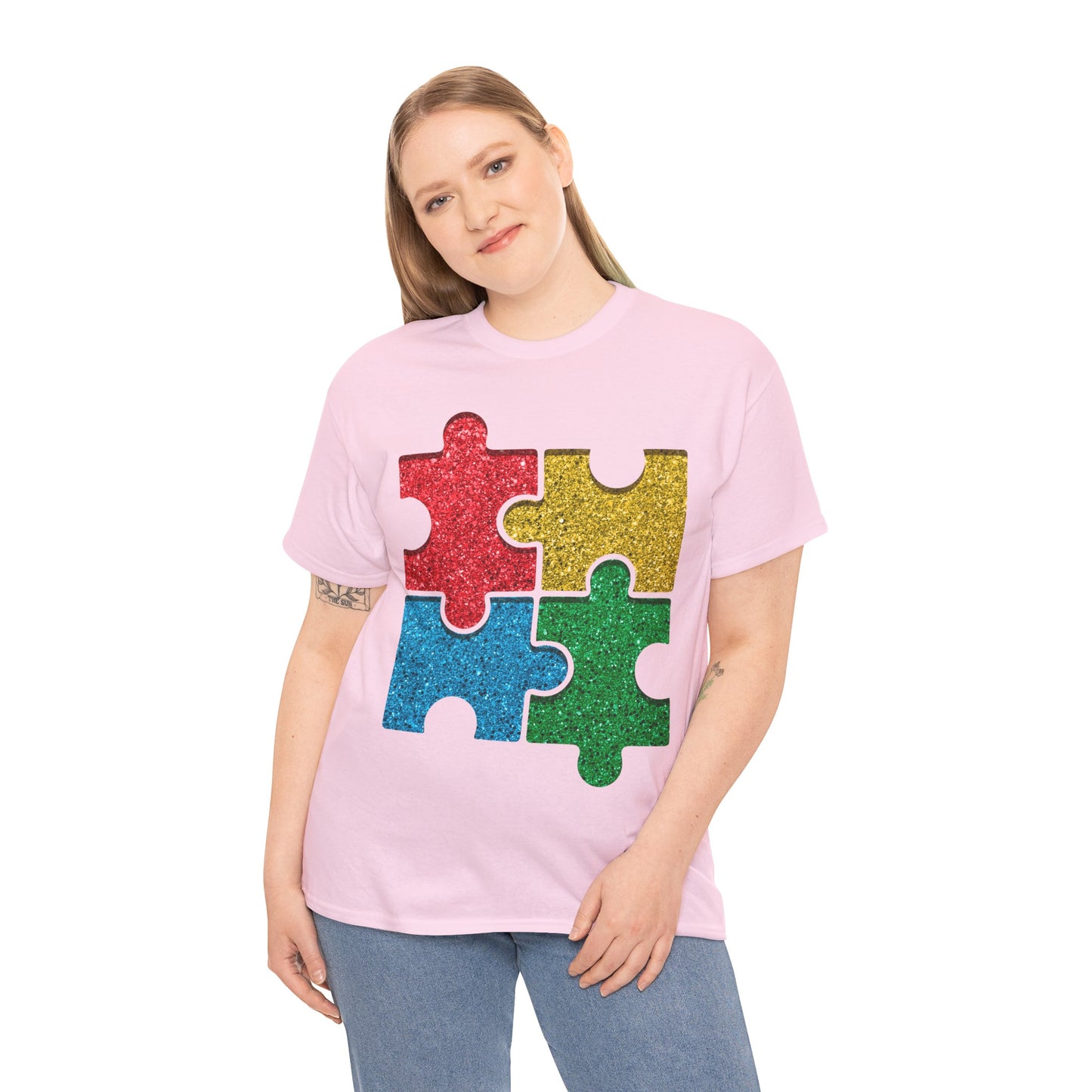 Autism Puzzle Pieces T-shirt Unisex Heavy Cotton