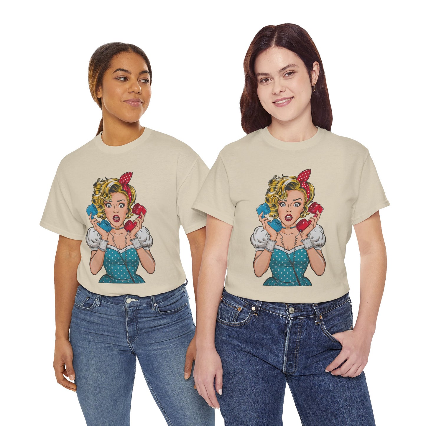 PopArt Girl on the Phone  Tshirt unisex heavy cotton