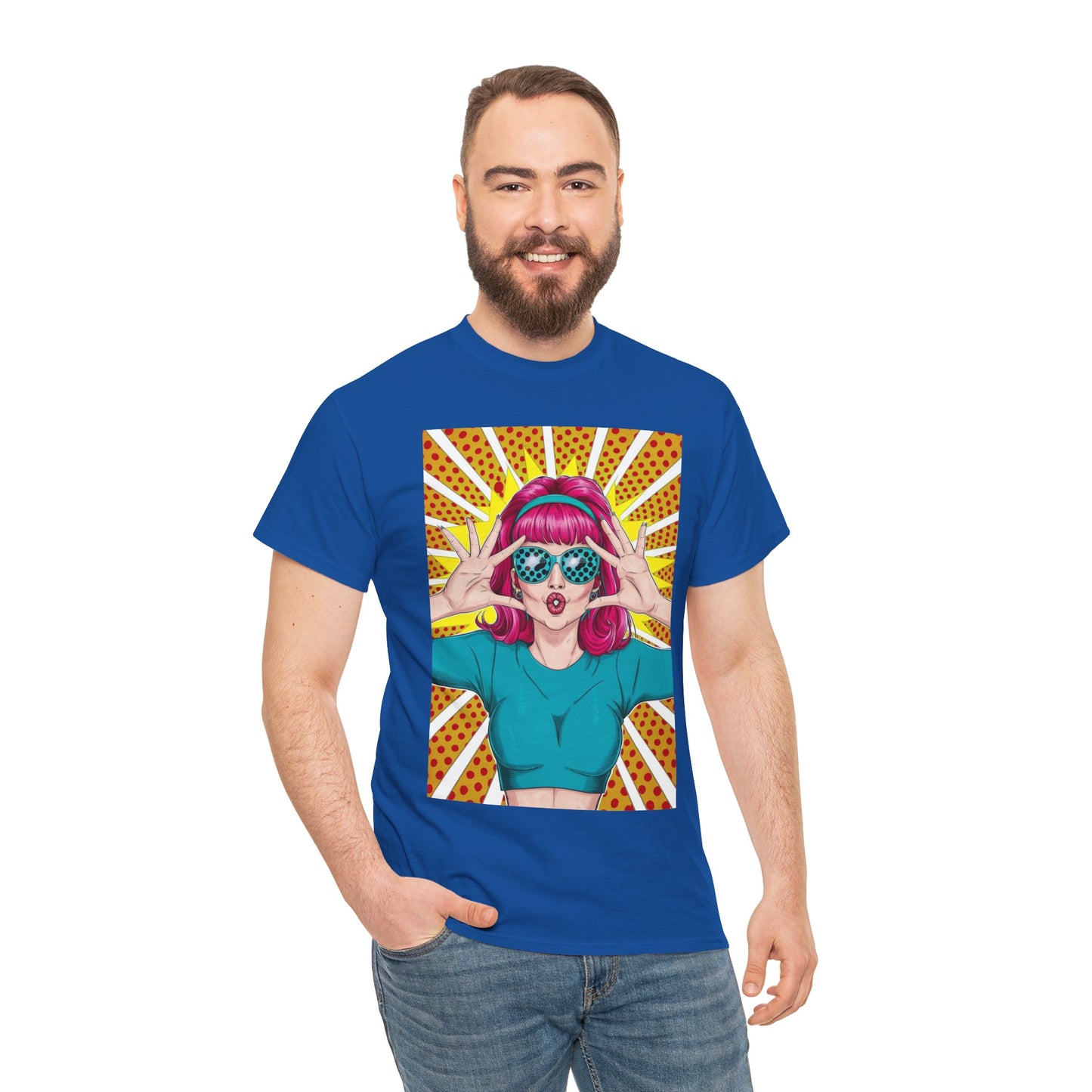 Sexy Retro PopArt Girl Vibrant Colors Unisex heavy cotton Tshirt