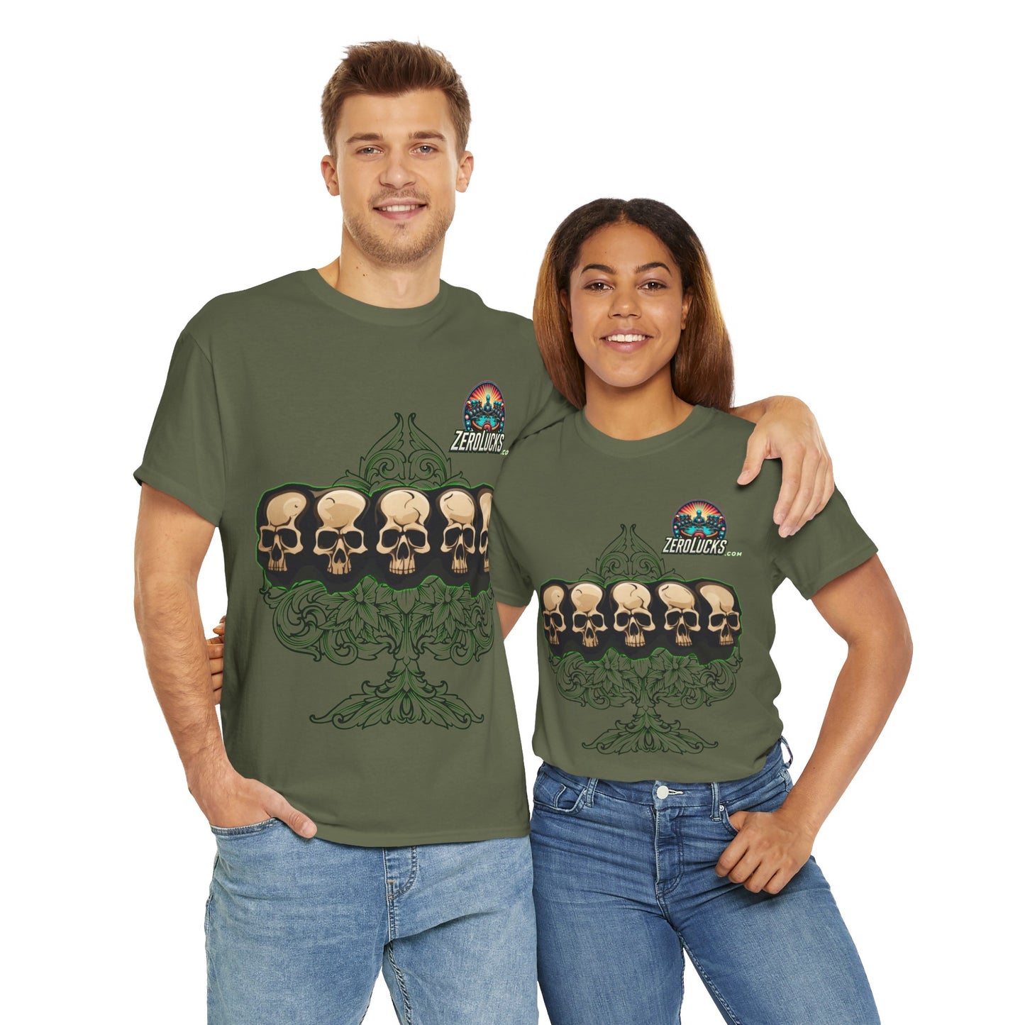 No Lucks Skulls with Spade T-shirt Unisex Heavy Cotton