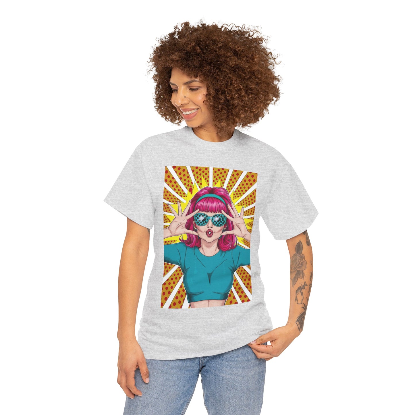 Sexy Retro PopArt Girl Vibrant Colors Unisex heavy cotton Tshirt
